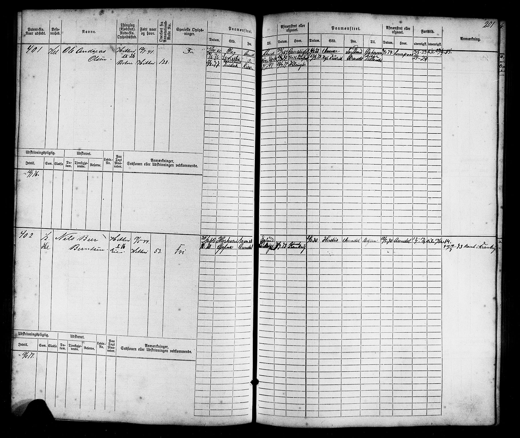 Flekkefjord mønstringskrets, AV/SAK-2031-0018/F/Fb/L0008: Hovedrulle nr 1-770, Æ-5, 1867-1900, s. 206