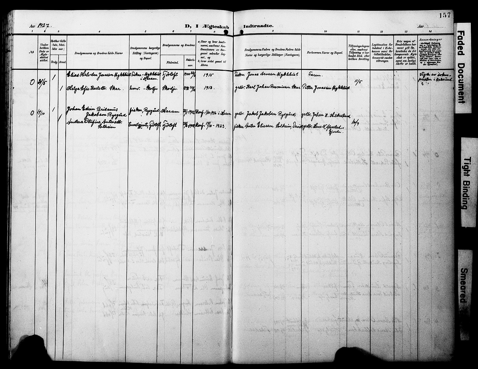 Ministerialprotokoller, klokkerbøker og fødselsregistre - Møre og Romsdal, SAT/A-1454/538/L0524: Klokkerbok nr. 538C02, 1901-1931, s. 157