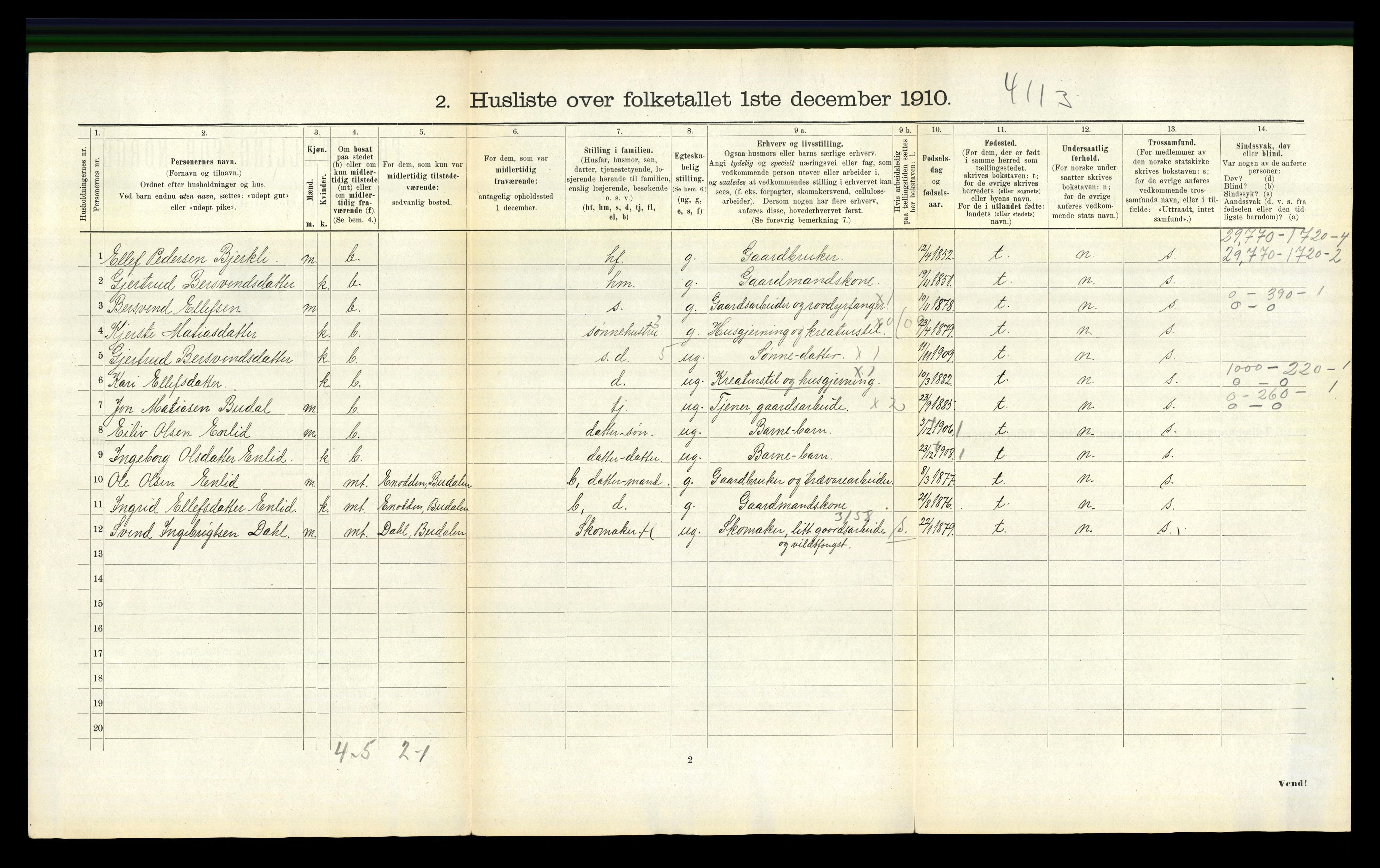 RA, Folketelling 1910 for 1647 Budal herred, 1910, s. 26