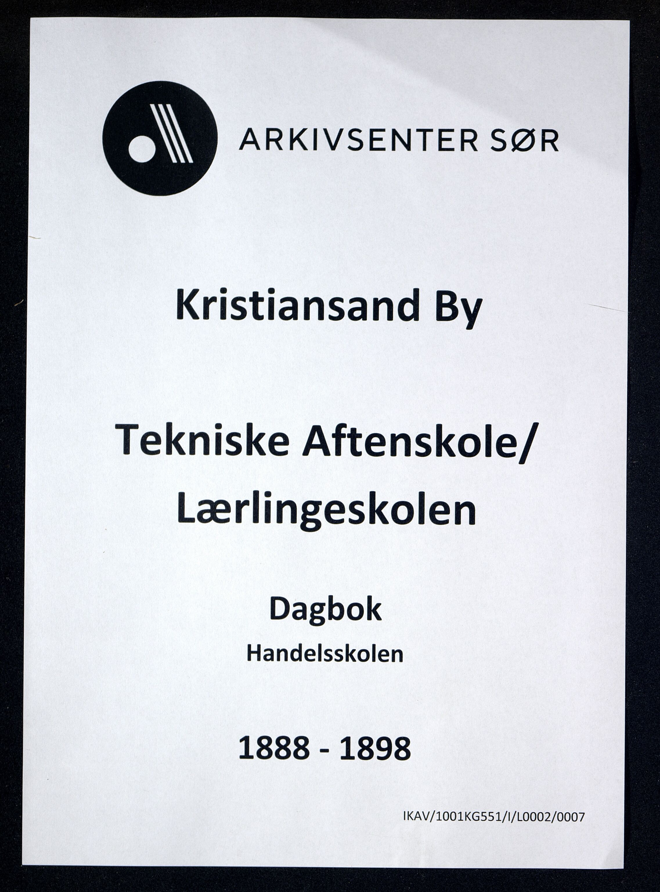 Kristiansand By - Kristiansand Tekniske Aftenskole/Lærlingeskolen, IKAV/1001KG551/I/L0002/0007: Dagbøker / Dagbok, handelsskolen, 1888-1898