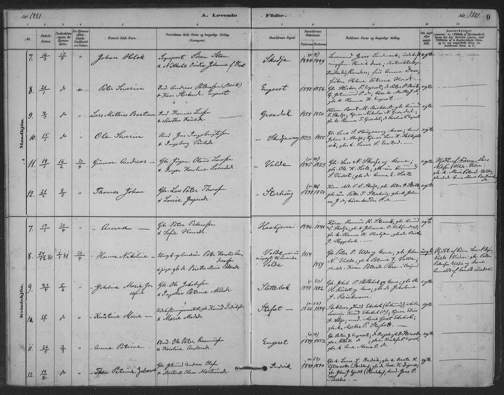 Ministerialprotokoller, klokkerbøker og fødselsregistre - Møre og Romsdal, SAT/A-1454/524/L0356: Ministerialbok nr. 524A08, 1880-1899, s. 9