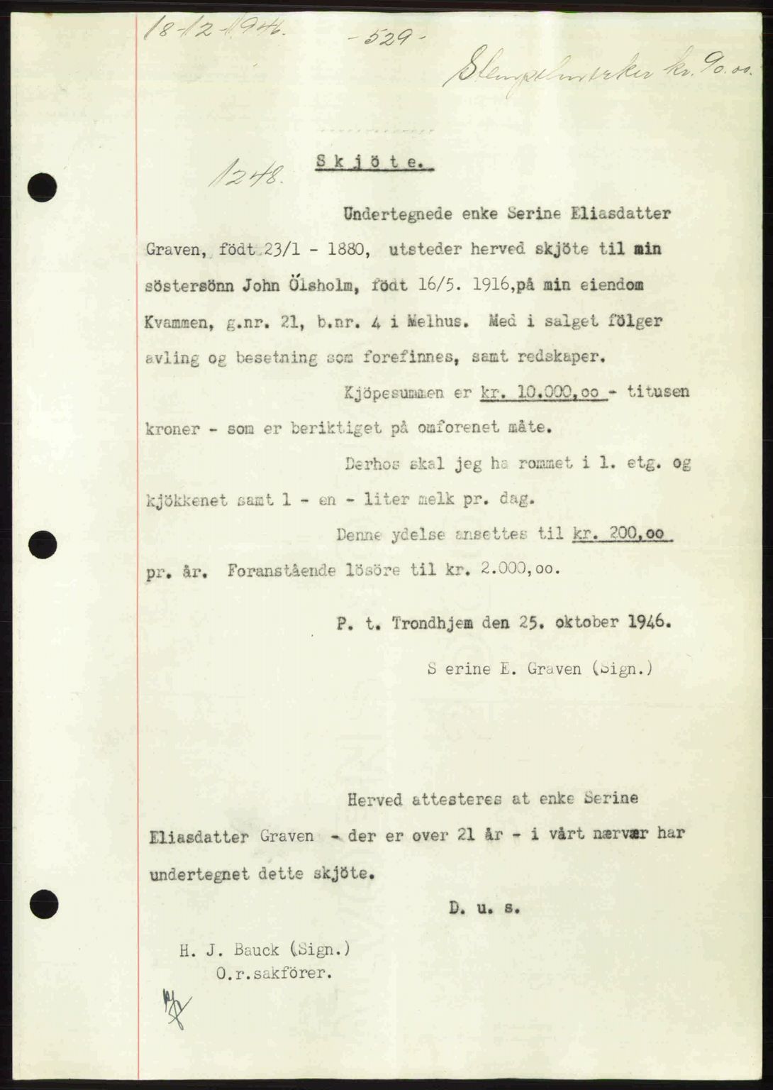 Gauldal sorenskriveri, SAT/A-0014/1/2/2C: Pantebok nr. A2, 1946-1946, Dagboknr: 1248/1946