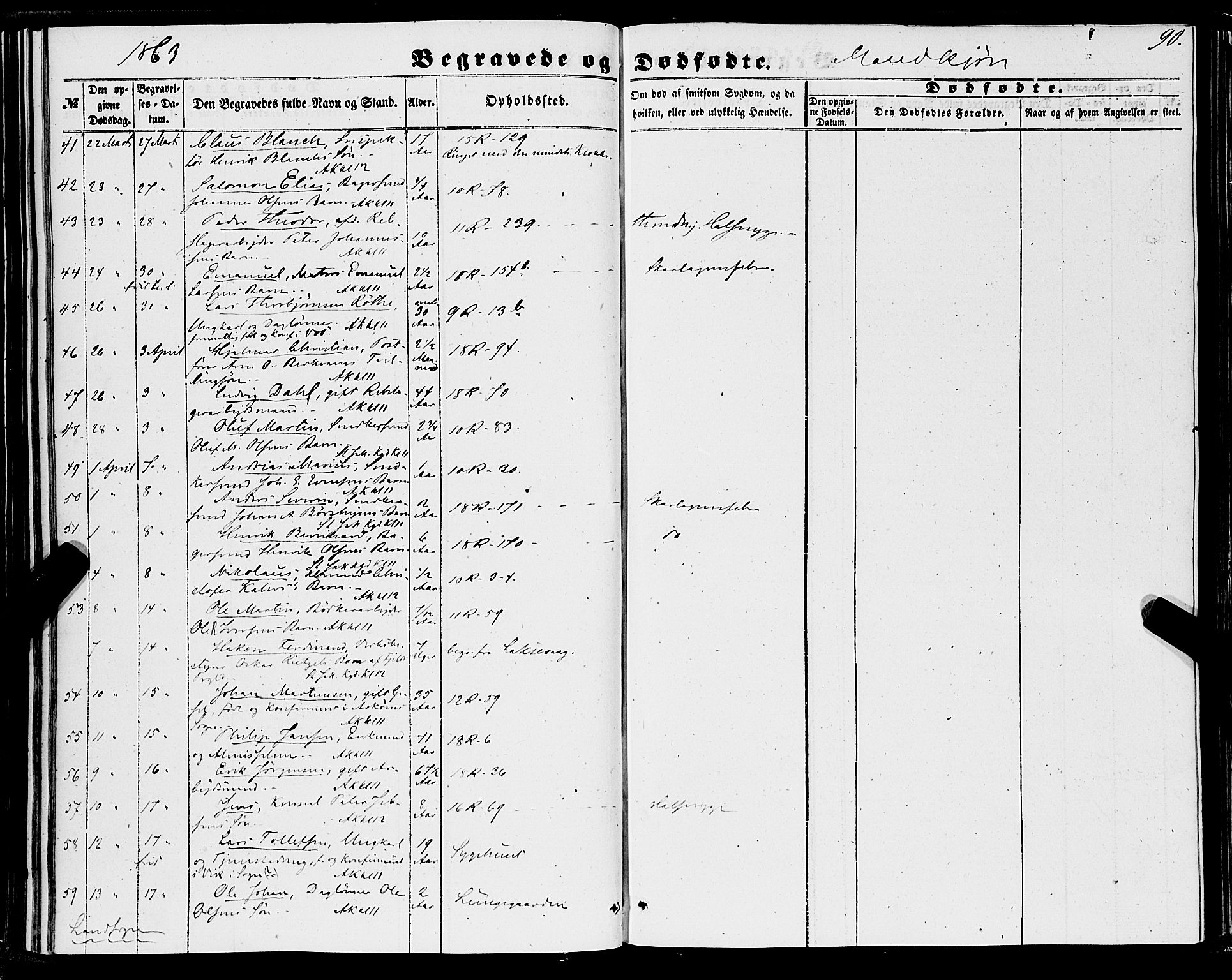Domkirken sokneprestembete, AV/SAB-A-74801/H/Haa/L0041: Ministerialbok nr. E 2, 1853-1863, s. 90