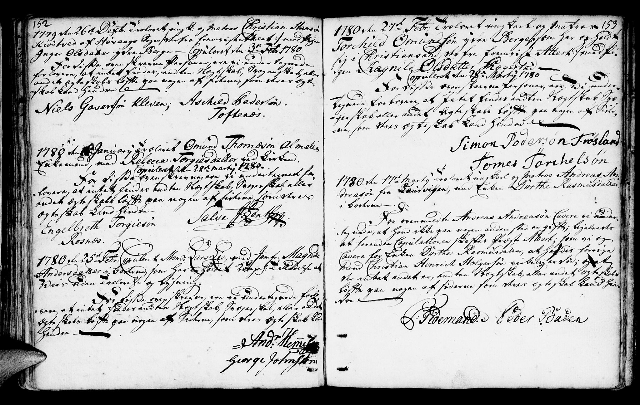 Mandal sokneprestkontor, AV/SAK-1111-0030/F/Fa/Faa/L0006: Ministerialbok nr. A 6, 1755-1783, s. 152-153