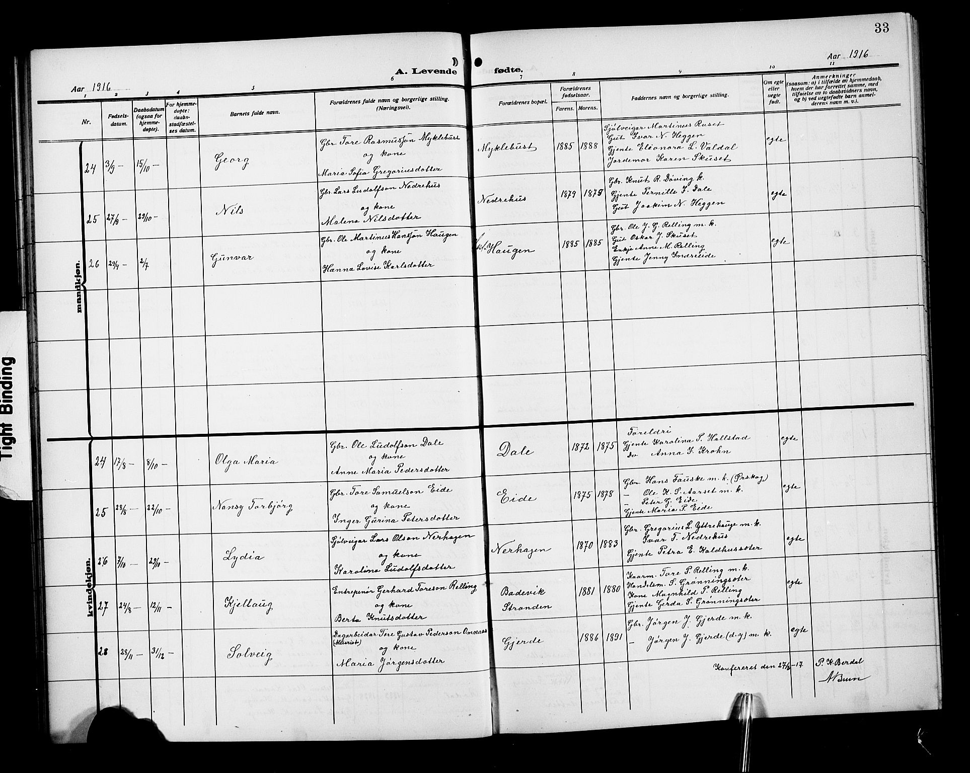 Ministerialprotokoller, klokkerbøker og fødselsregistre - Møre og Romsdal, SAT/A-1454/519/L0265: Klokkerbok nr. 519C06, 1911-1921, s. 33