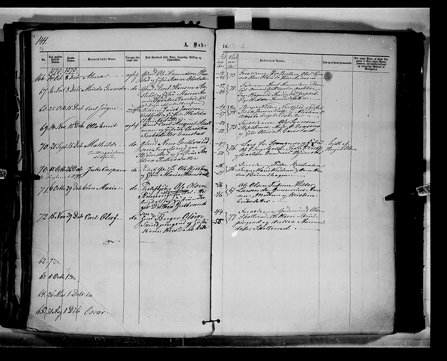 Eidskog prestekontor, AV/SAH-PREST-026/H/Ha/Haa/L0002: Ministerialbok nr. 2, 1867-1878, s. 141