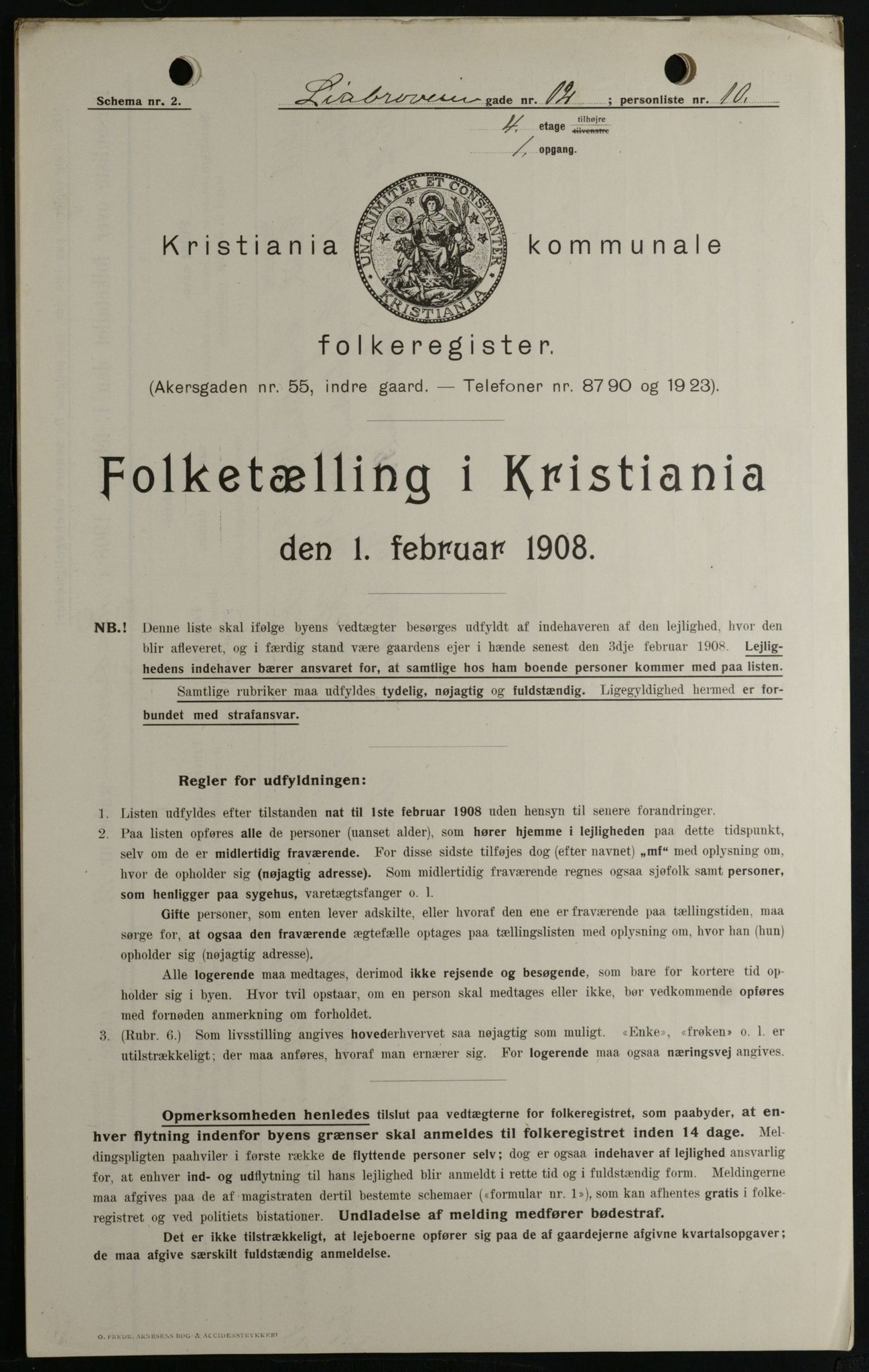 OBA, Kommunal folketelling 1.2.1908 for Kristiania kjøpstad, 1908, s. 51987