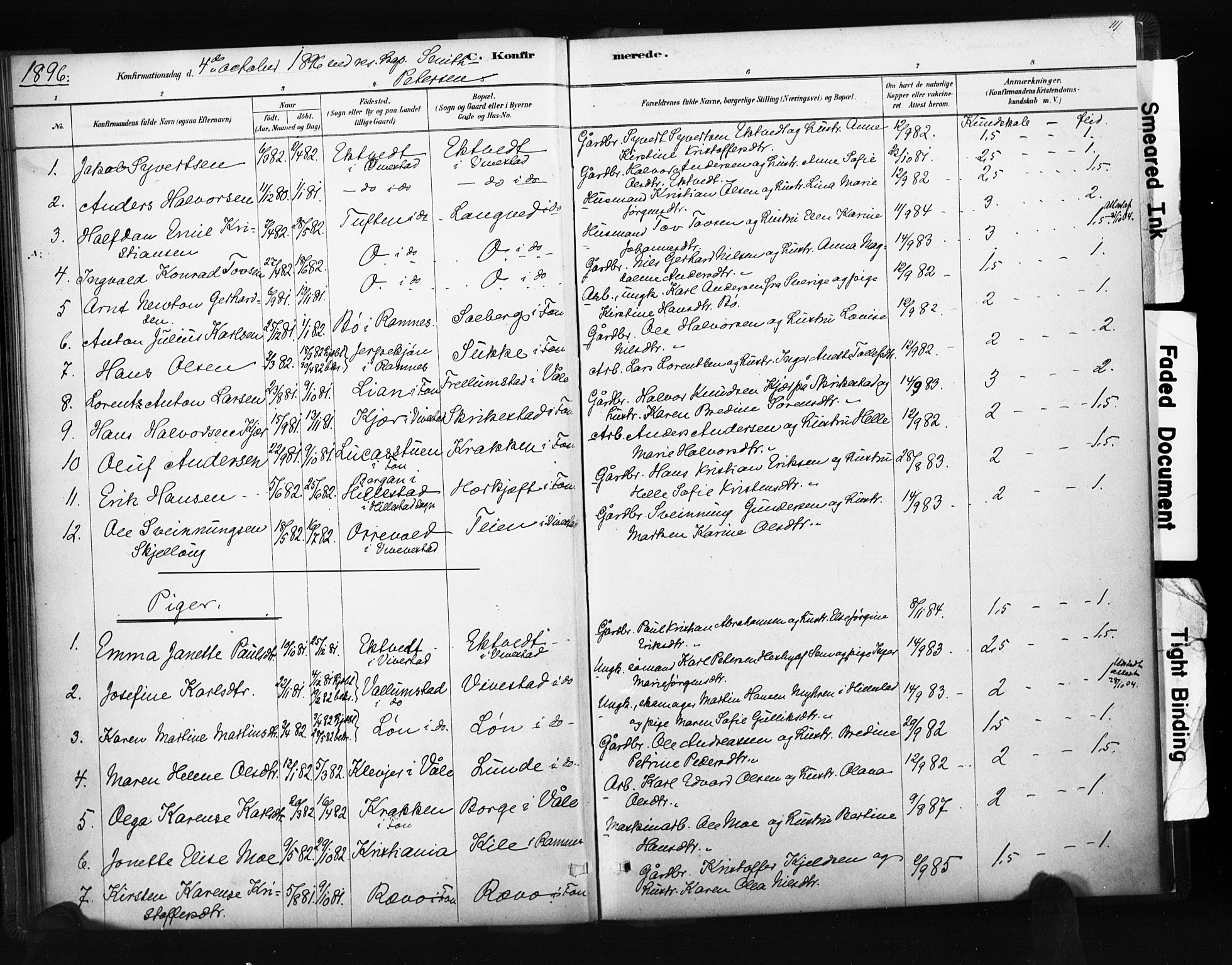 Ramnes kirkebøker, AV/SAKO-A-314/F/Fc/L0001: Ministerialbok nr. III 1, 1878-1899, s. 110-111