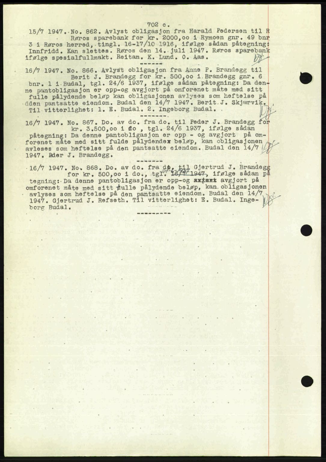 Gauldal sorenskriveri, SAT/A-0014/1/2/2C: Pantebok nr. A3, 1947-1947, Dagboknr: 862/1947