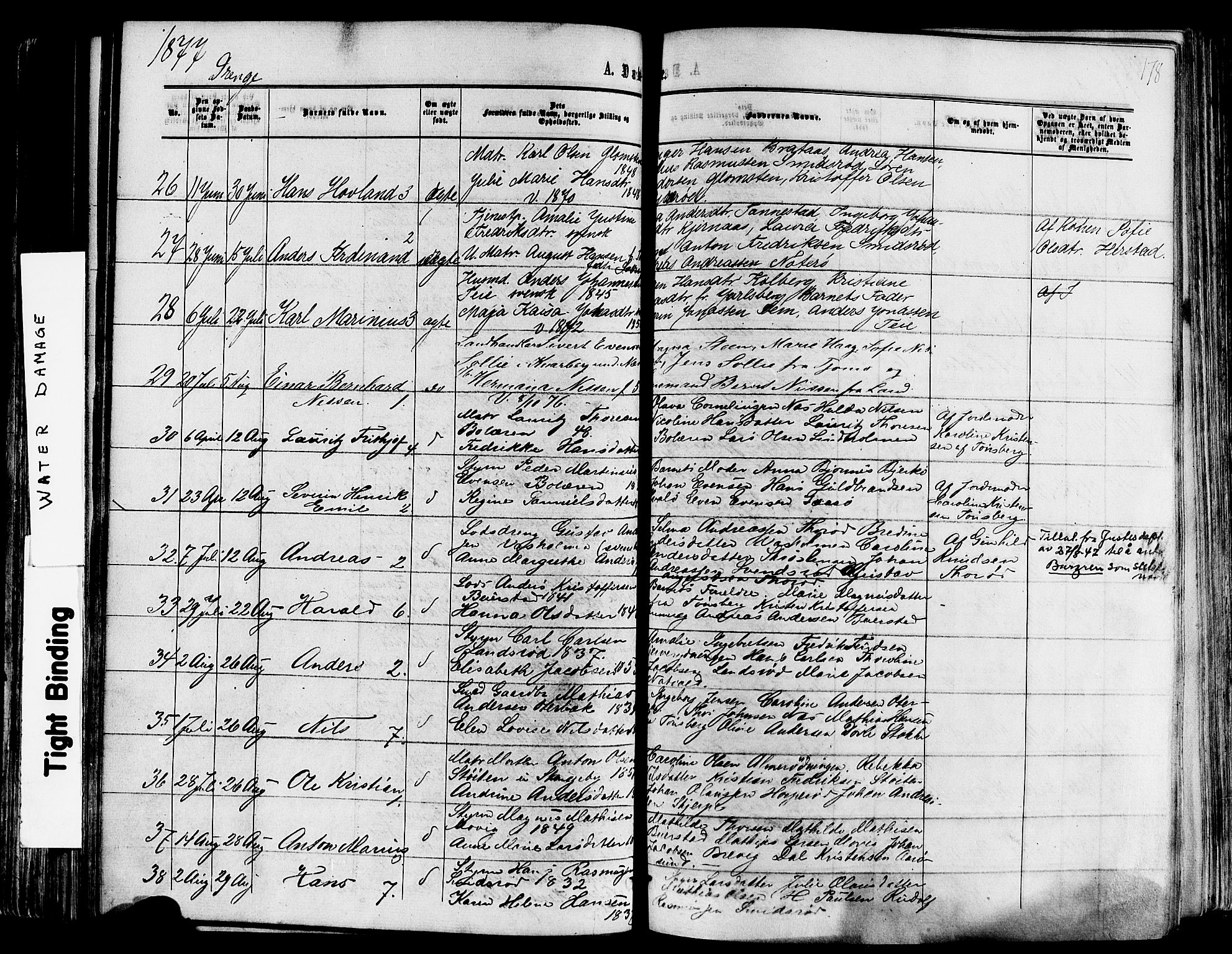 Nøtterøy kirkebøker, AV/SAKO-A-354/F/Fa/L0007: Ministerialbok nr. I 7, 1865-1877, s. 178
