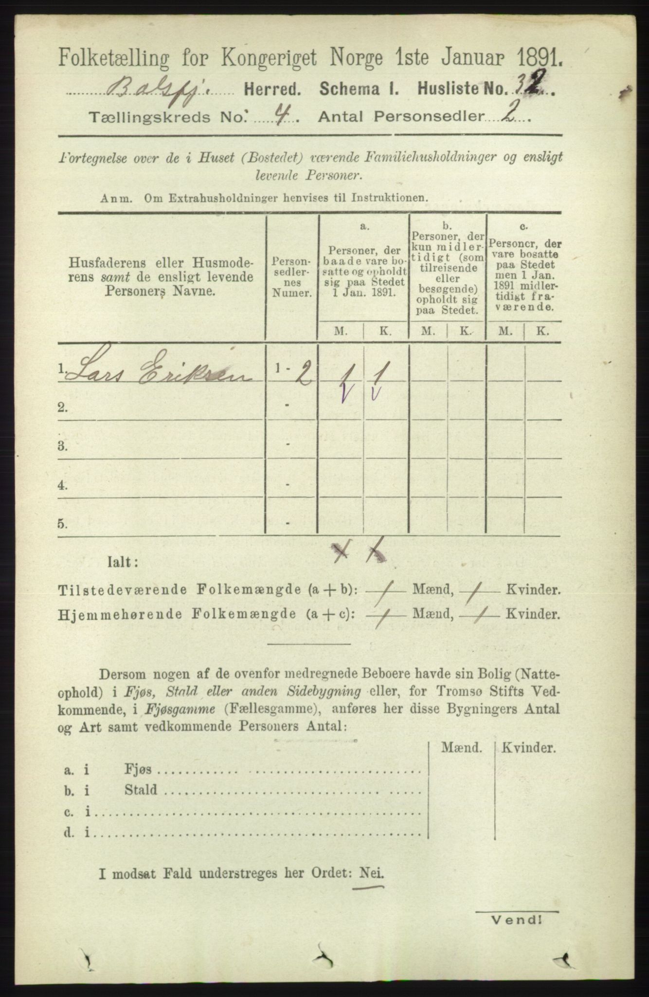 RA, Folketelling 1891 for 1933 Balsfjord herred, 1891, s. 1113