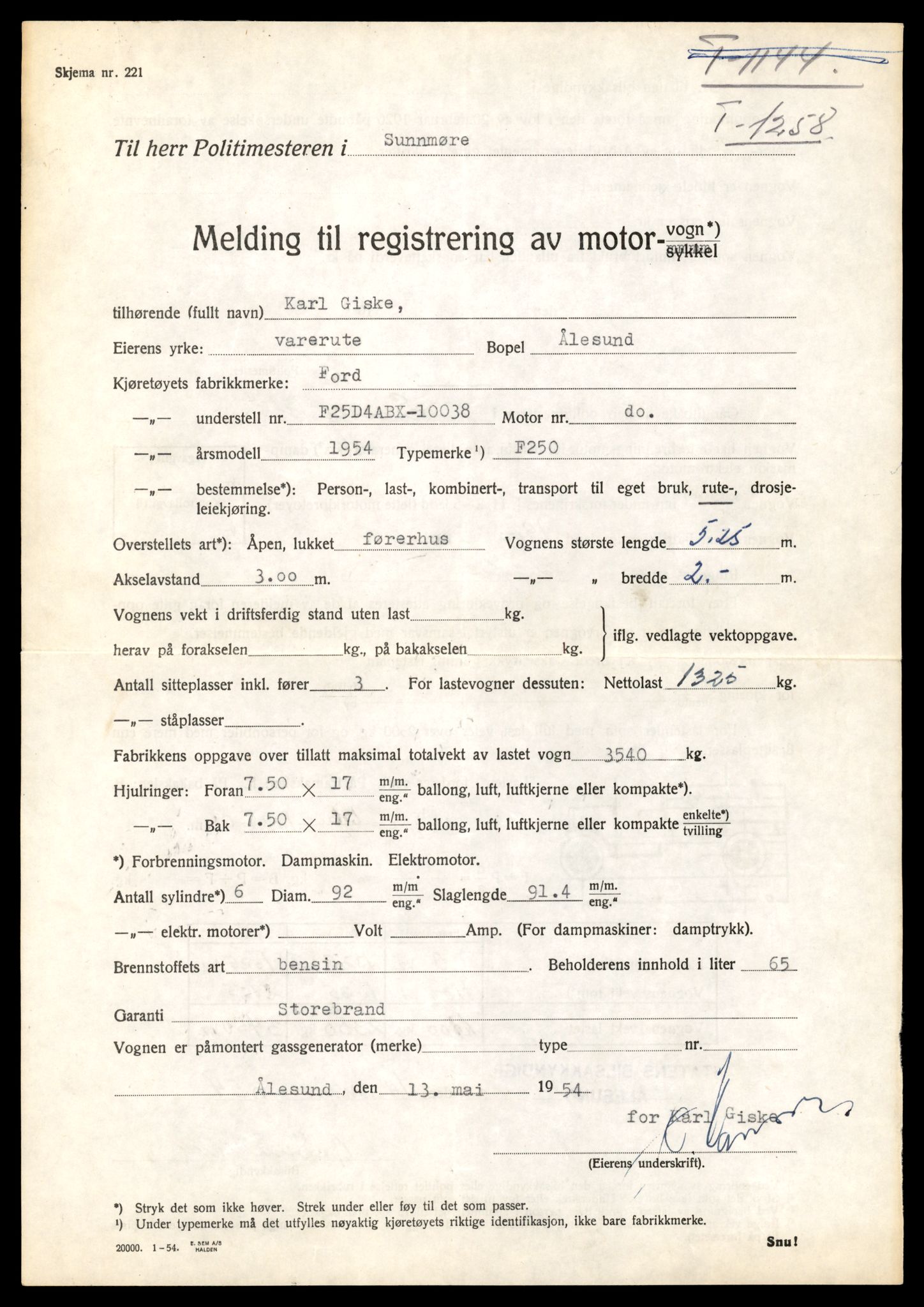 Møre og Romsdal vegkontor - Ålesund trafikkstasjon, AV/SAT-A-4099/F/Fe/L0011: Registreringskort for kjøretøy T 1170 - T 1289, 1927-1998, s. 2197