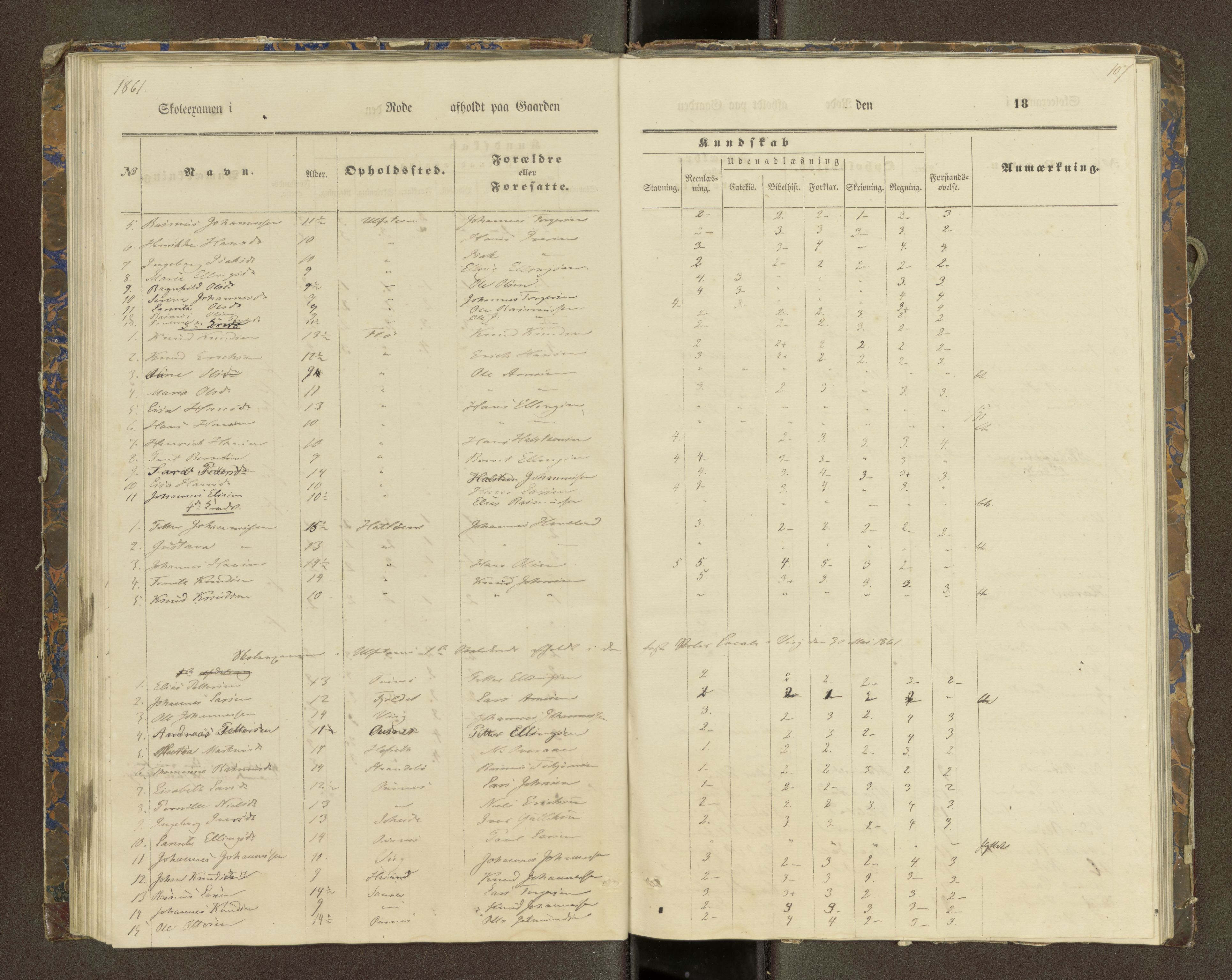 Ulstein sokneprestkontor, SAT/A-1005/1/III/III2/III2f/L0001: Skoleeksamensprotokoll, 1850-1861, s. 107