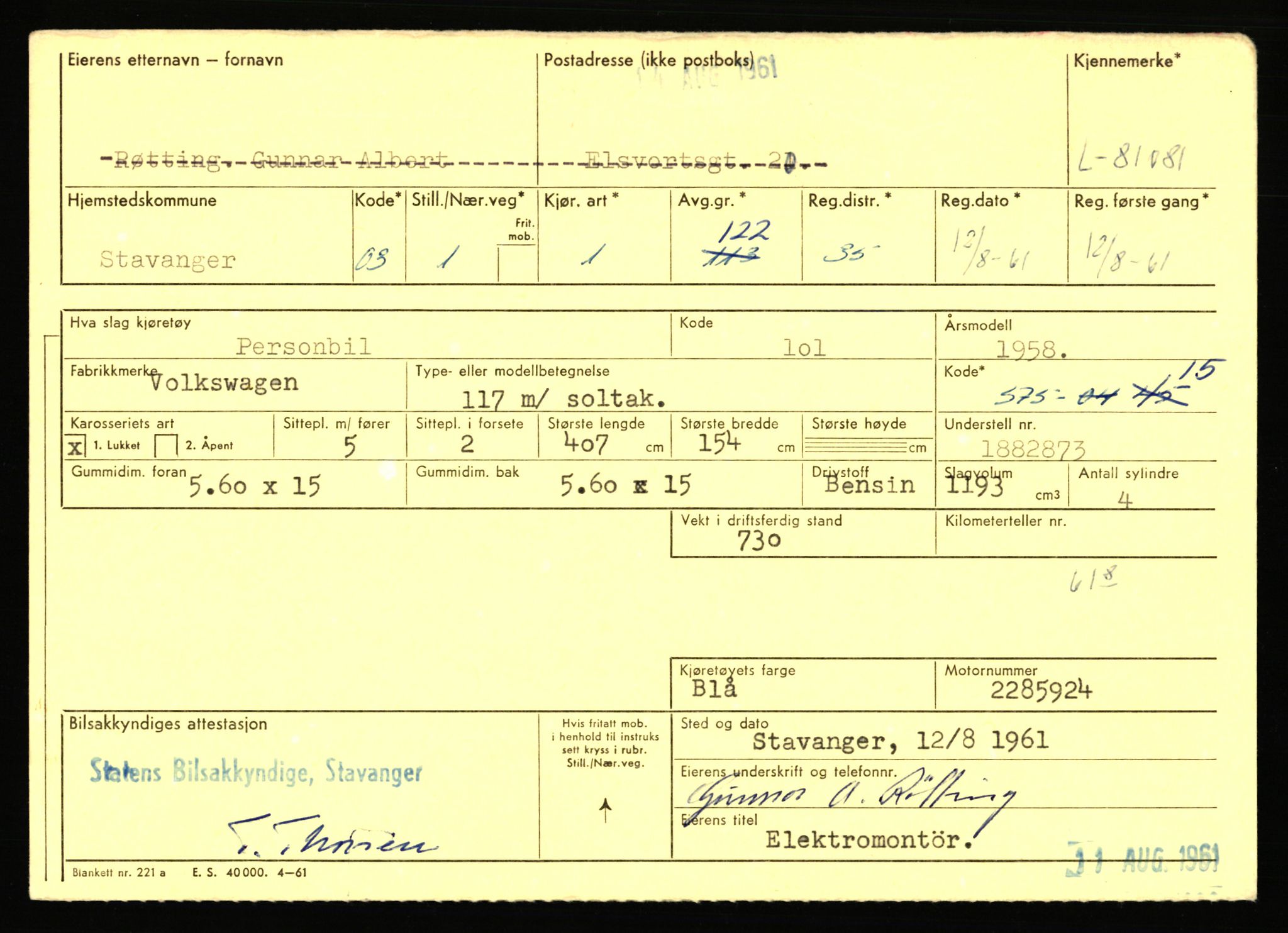 Stavanger trafikkstasjon, AV/SAST-A-101942/0/F/L0071: L-80500 - L-82199, 1930-1971, s. 1041