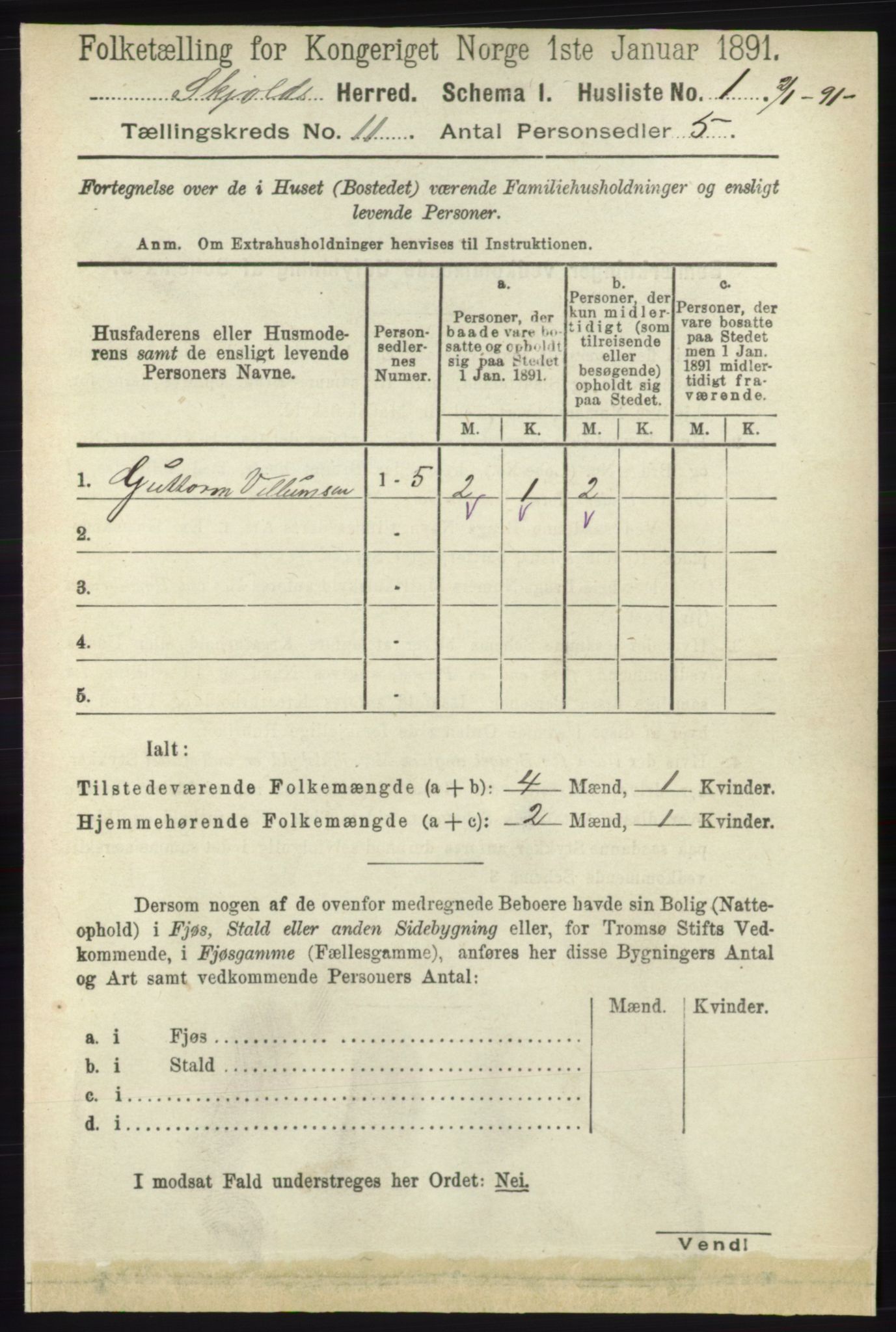 RA, Folketelling 1891 for 1154 Skjold herred, 1891, s. 2036