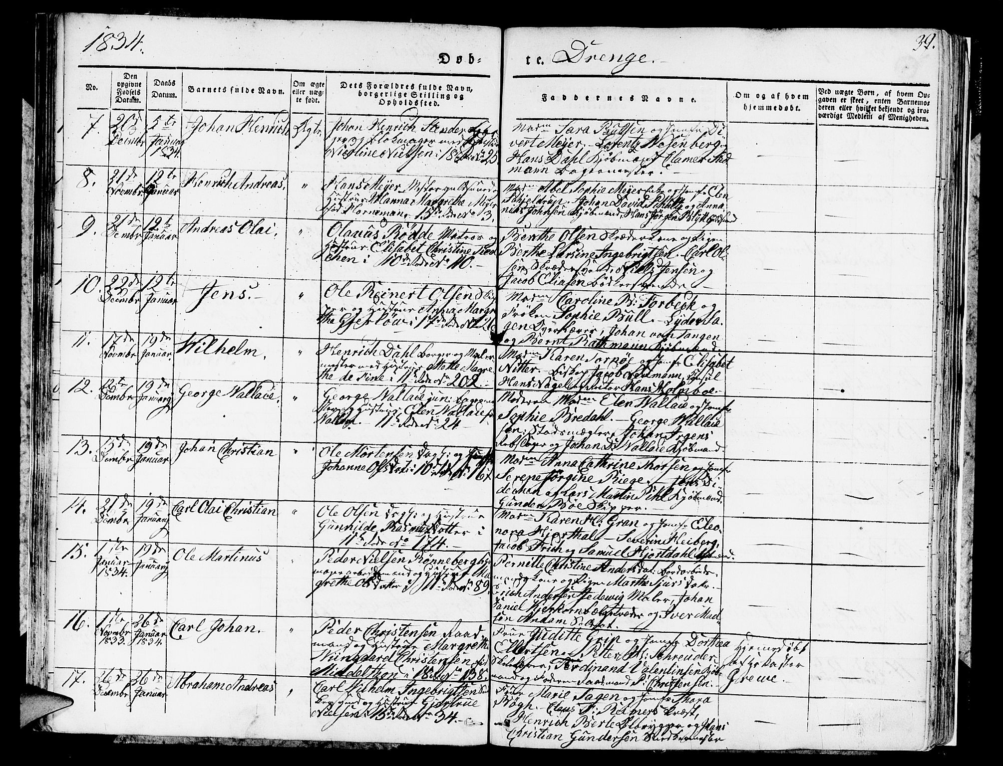 Domkirken sokneprestembete, AV/SAB-A-74801/H/Hab/L0007: Klokkerbok nr. A 7, 1832-1836, s. 39