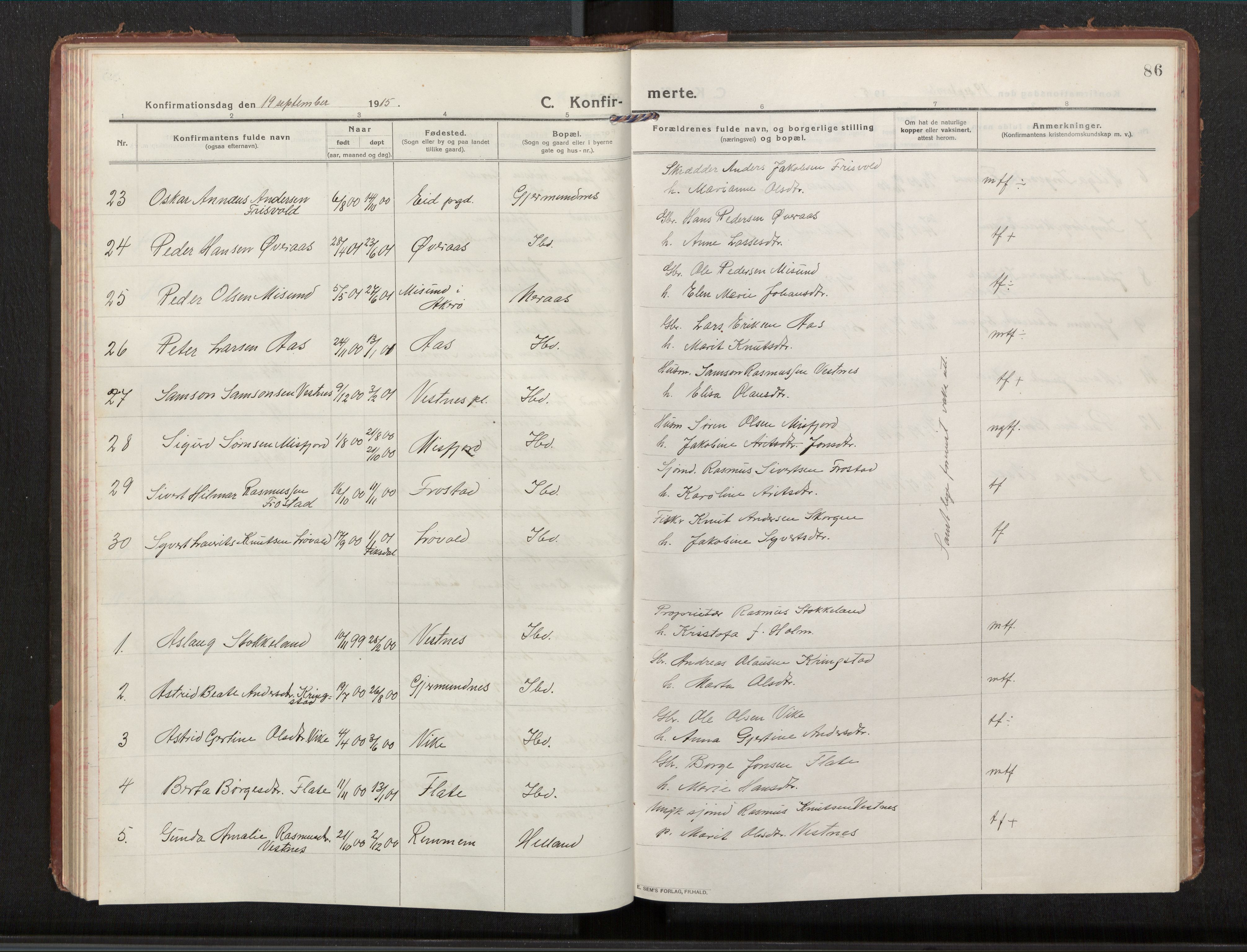 Ministerialprotokoller, klokkerbøker og fødselsregistre - Møre og Romsdal, AV/SAT-A-1454/539/L0536a: Klokkerbok nr. 539C03, 1912-1936, s. 86