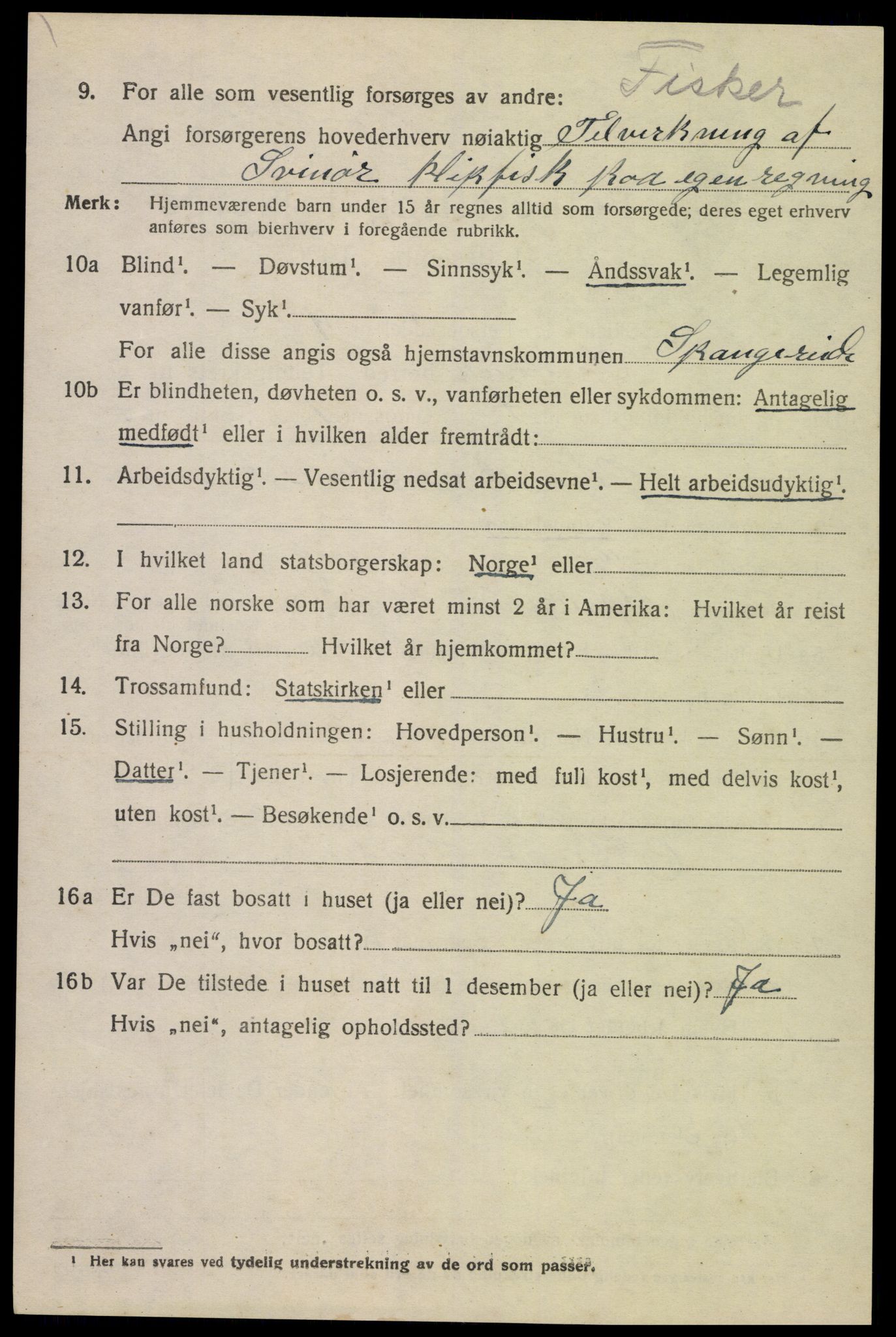 SAK, Folketelling 1920 for 1030 Spangereid herred, 1920, s. 1512