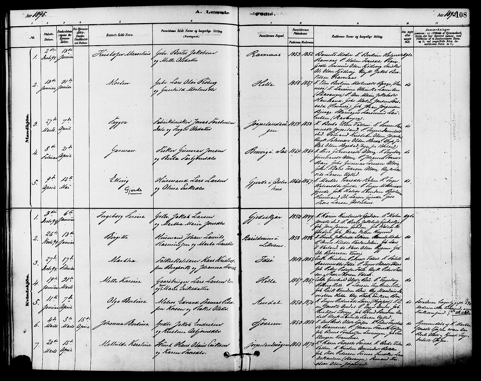 Strand sokneprestkontor, AV/SAST-A-101828/H/Ha/Haa/L0009: Ministerialbok nr. A 9, 1877-1908, s. 108