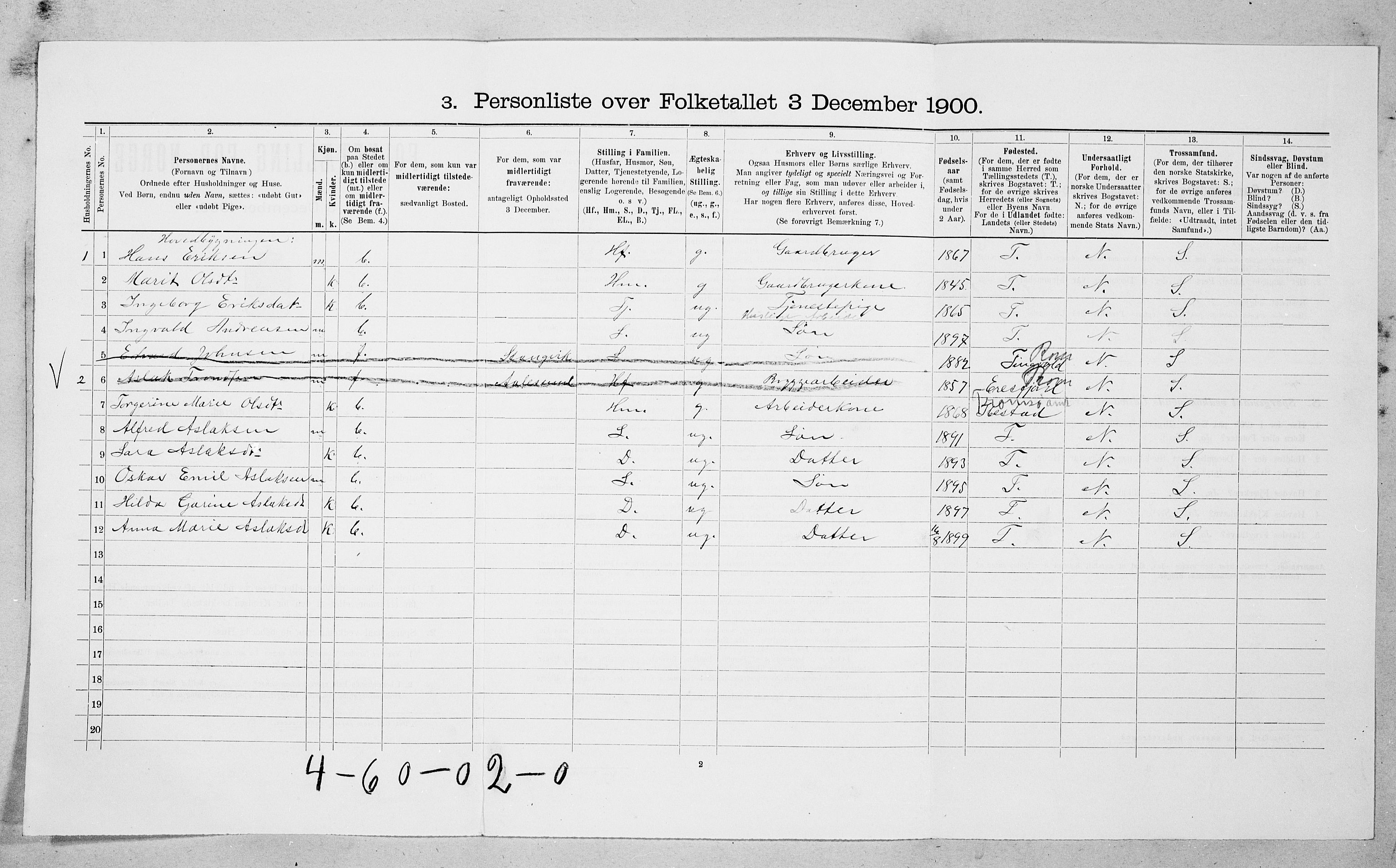 SAT, Folketelling 1900 for 1543 Nesset herred, 1900, s. 314