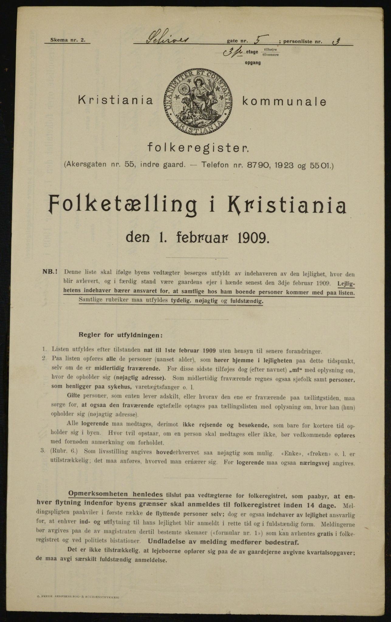 OBA, Kommunal folketelling 1.2.1909 for Kristiania kjøpstad, 1909, s. 81435