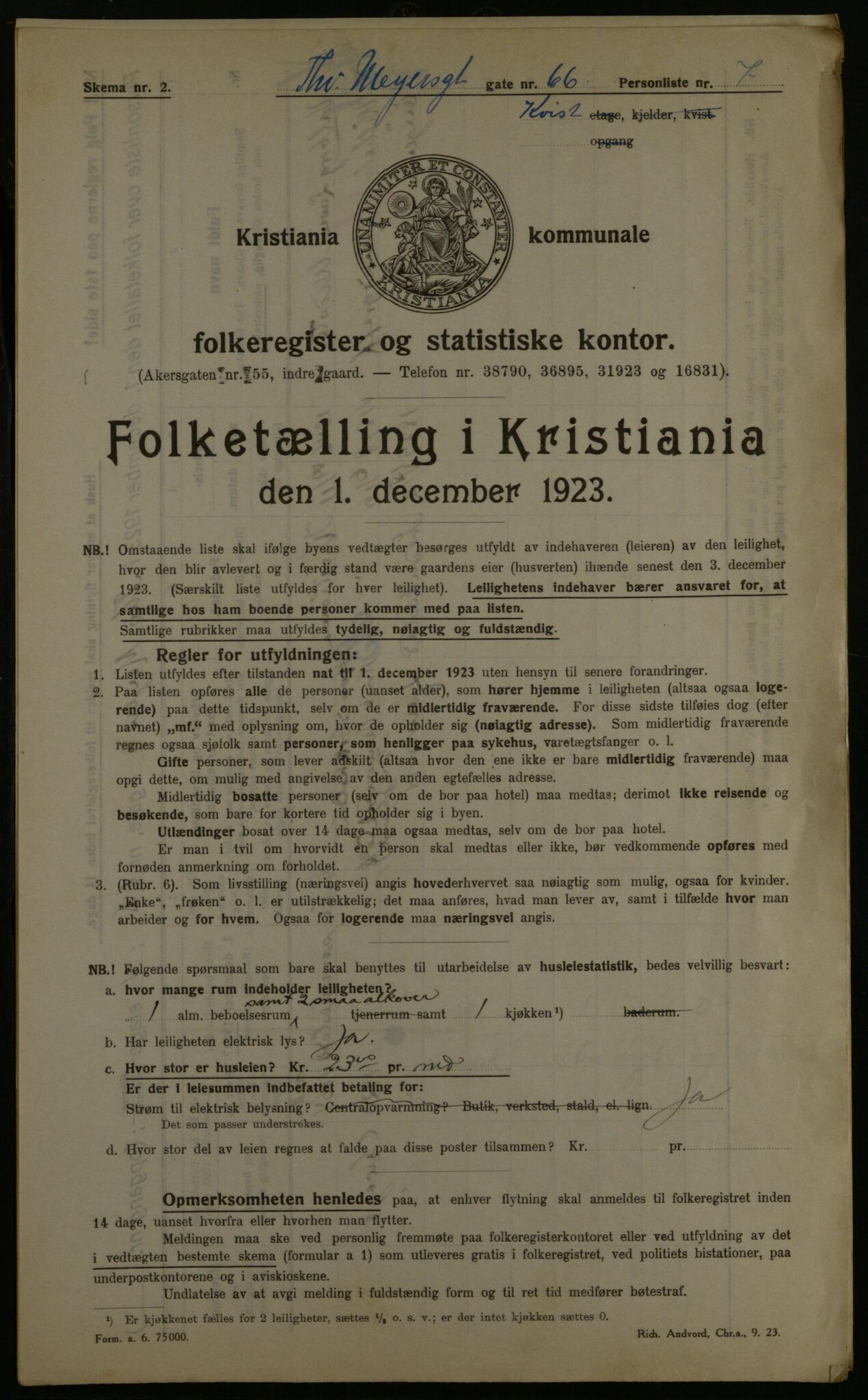 OBA, Kommunal folketelling 1.12.1923 for Kristiania, 1923, s. 122396