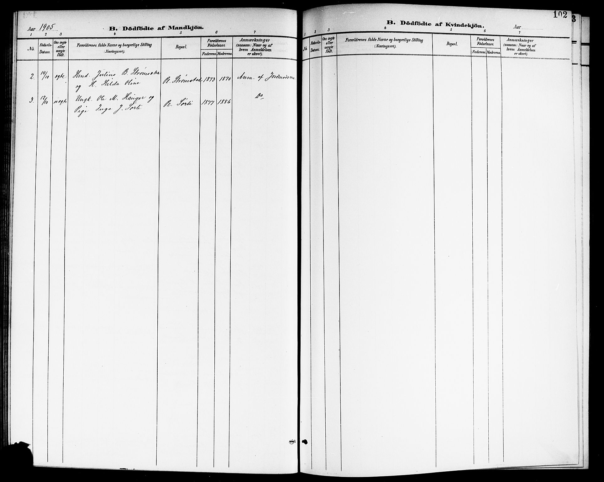 Aurskog prestekontor Kirkebøker, SAO/A-10304a/G/Ga/L0004: Klokkerbok nr. I 4, 1901-1921, s. 102