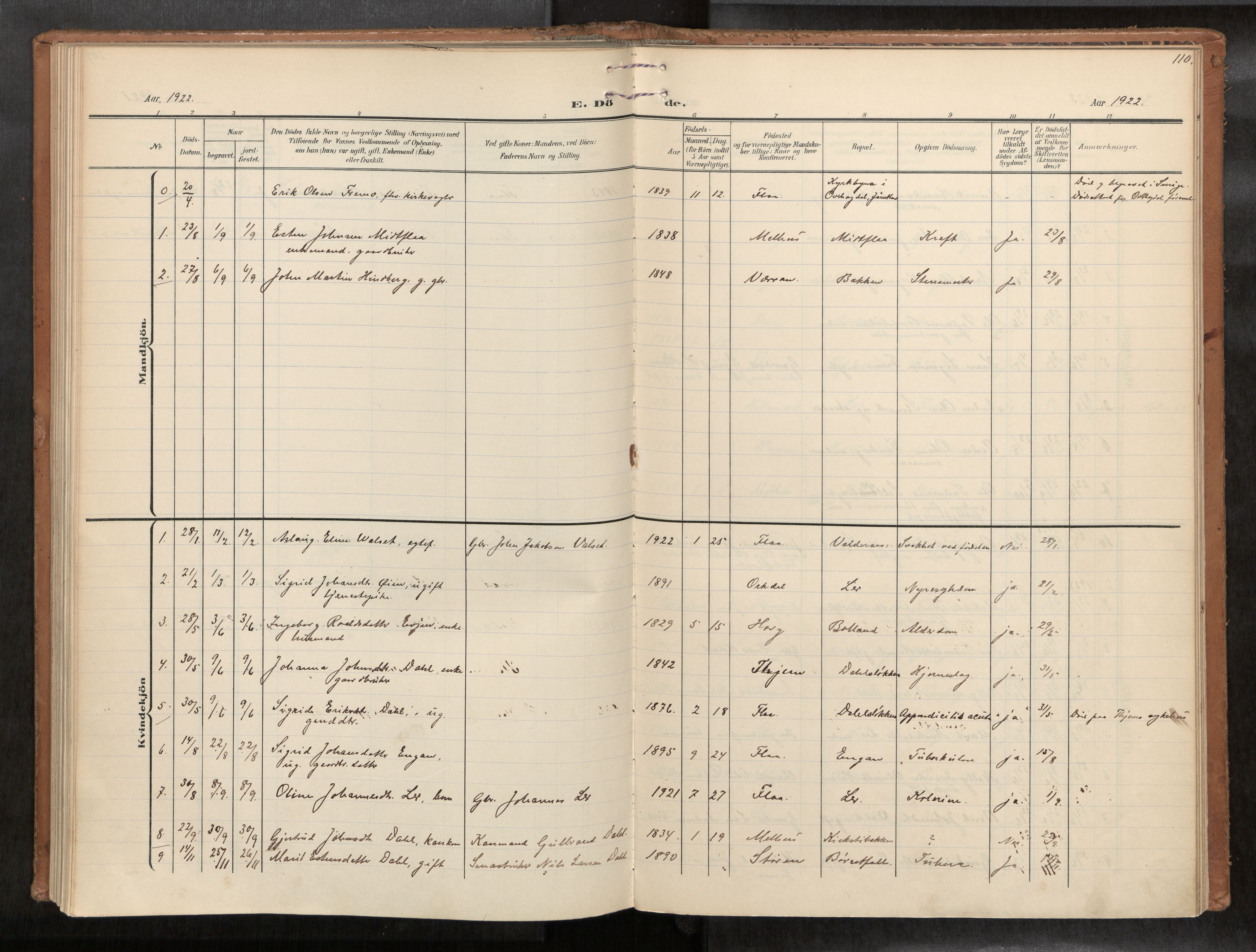Ministerialprotokoller, klokkerbøker og fødselsregistre - Sør-Trøndelag, AV/SAT-A-1456/693/L1119b: Ministerialbok nr. 693A02, 1906-1936, s. 110