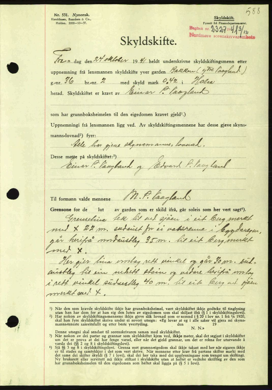 Nordmøre sorenskriveri, AV/SAT-A-4132/1/2/2Ca: Pantebok nr. A91, 1941-1942, Dagboknr: 2327/1941