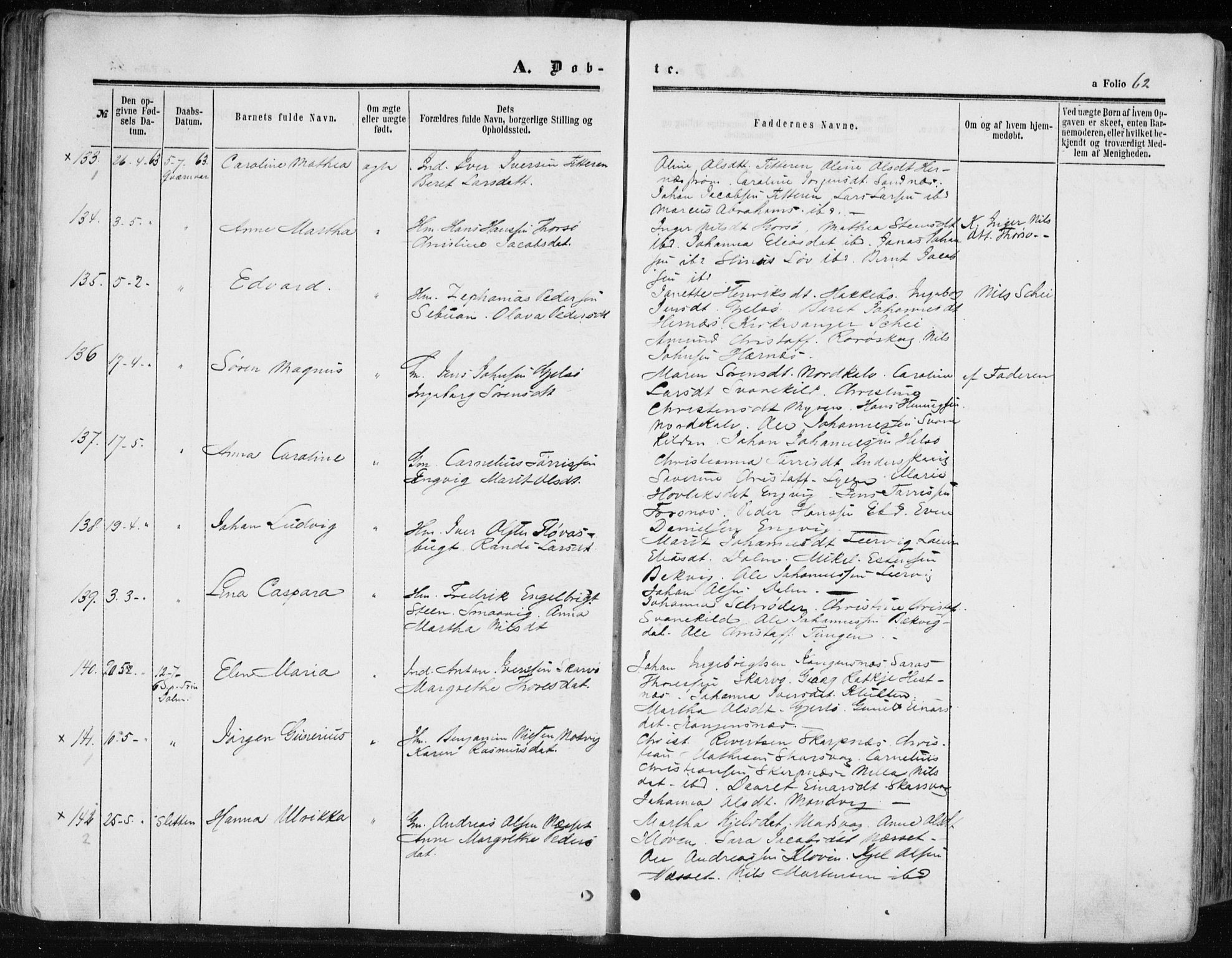 Ministerialprotokoller, klokkerbøker og fødselsregistre - Sør-Trøndelag, SAT/A-1456/634/L0531: Ministerialbok nr. 634A07, 1861-1870, s. 62