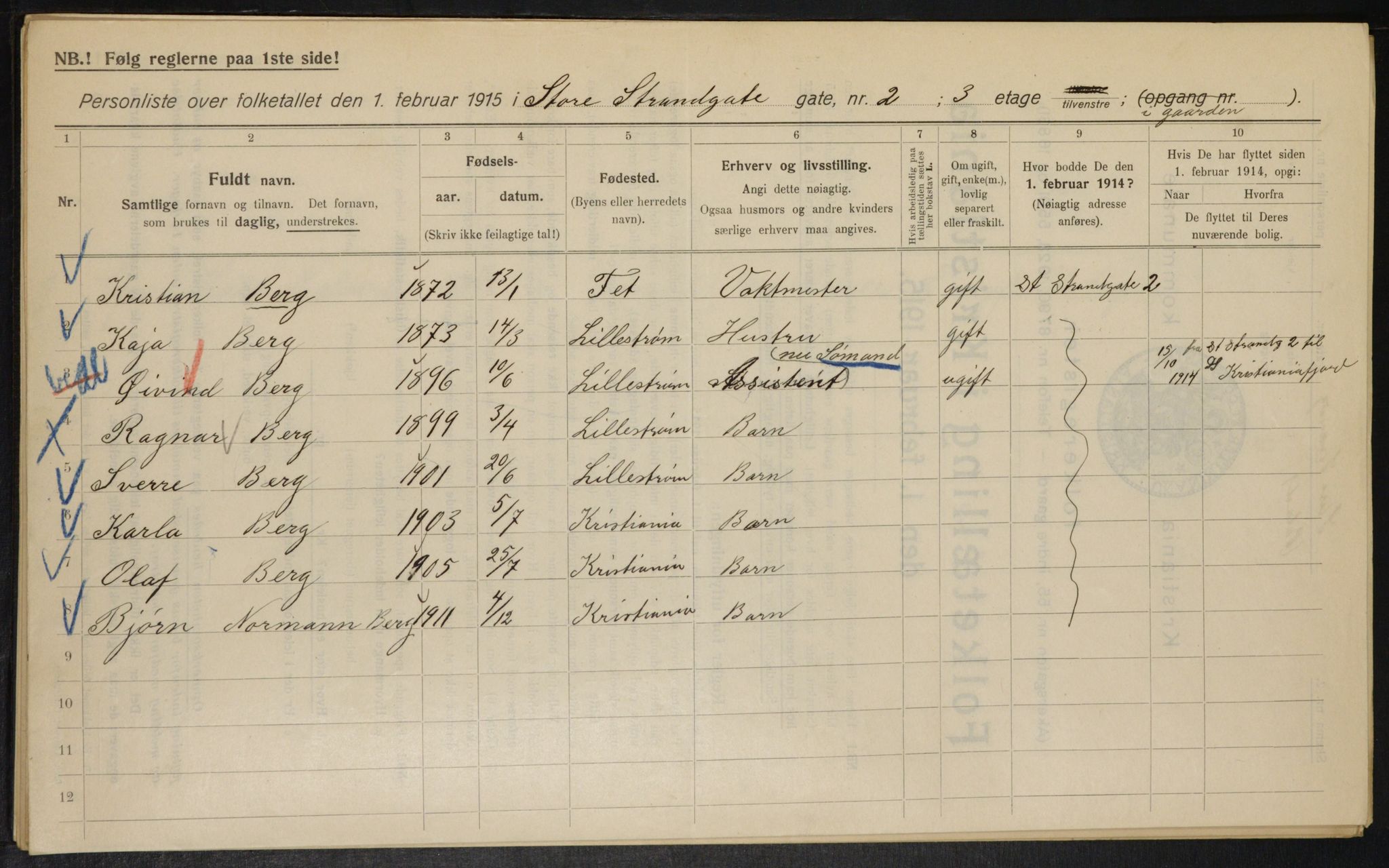 OBA, Kommunal folketelling 1.2.1915 for Kristiania, 1915, s. 103024