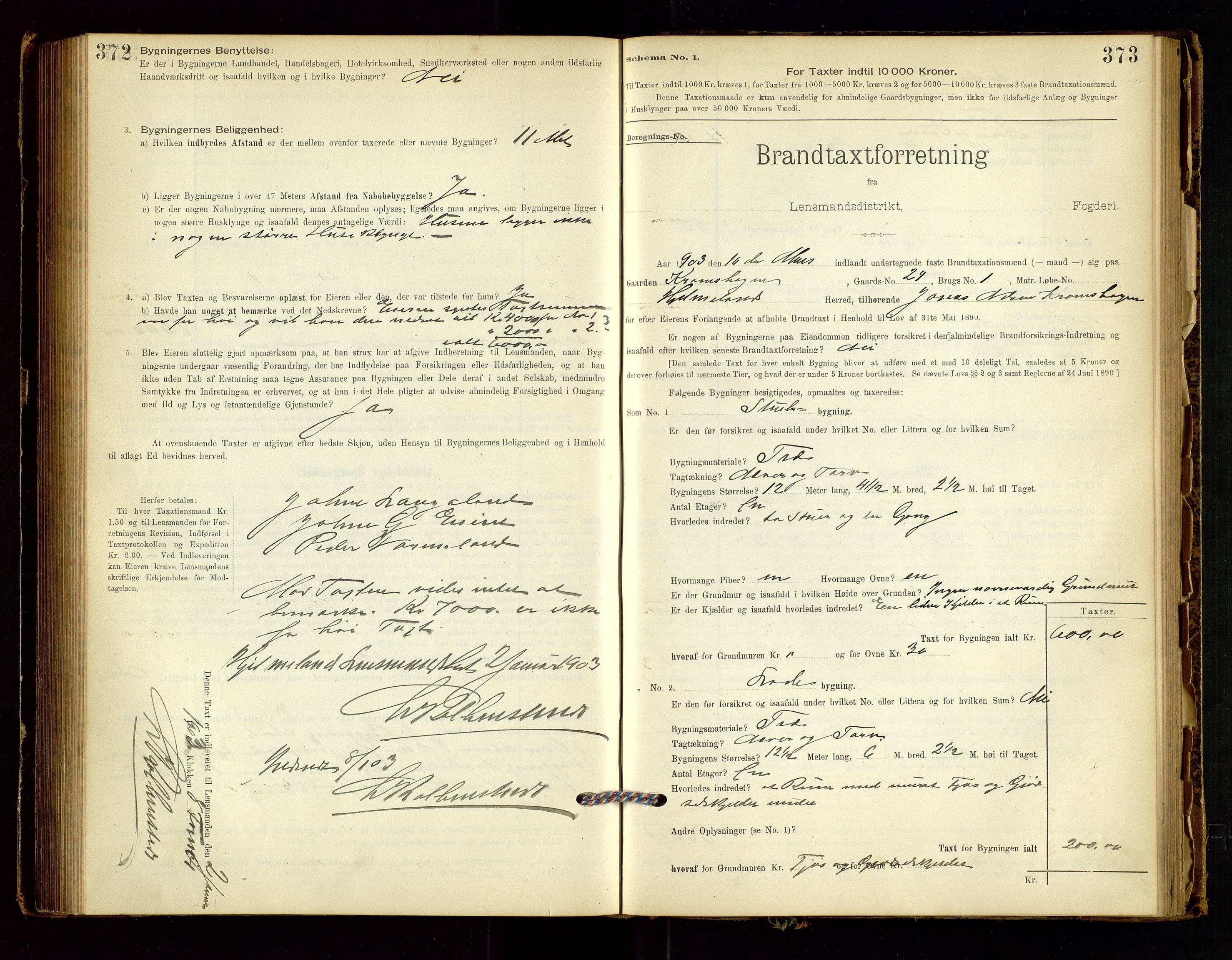 Hjelmeland lensmannskontor, AV/SAST-A-100439/Gob/L0001: "Brandtaxationsprotokol", 1895-1932, s. 372-373