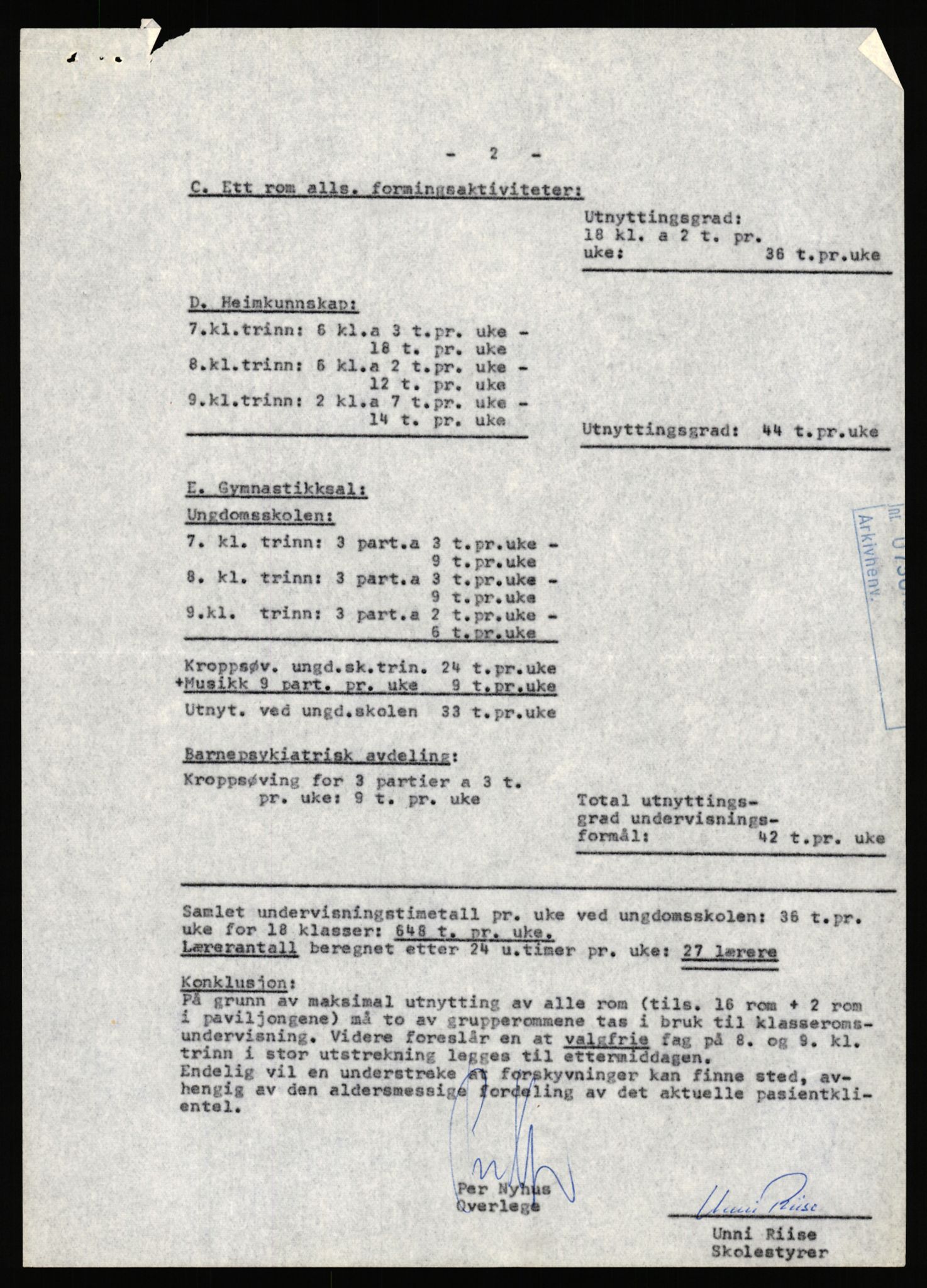 Kirke- og undervisningsdepartementet, Administrasjons- og økonomiavdelingen, AV/RA-S-3271/D/Da/Dad/L0300/0014: -- / Z 023,4 Skolebygg. Spesialskoler. Statens senter for barne- og ungdomspsykiatri, 1967-1973, s. 24