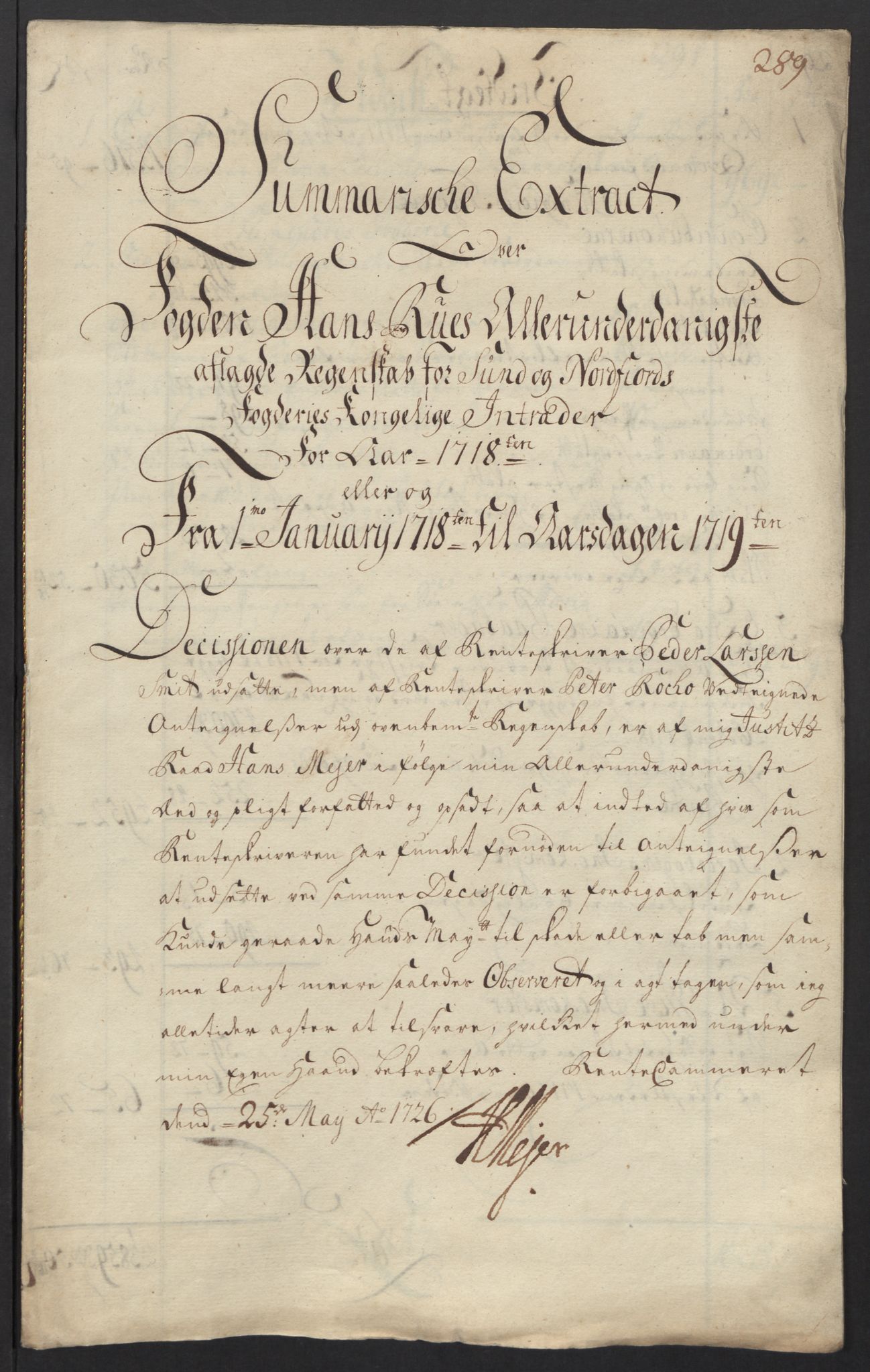 Rentekammeret inntil 1814, Reviderte regnskaper, Fogderegnskap, RA/EA-4092/R53/L3441: Fogderegnskap Sunn- og Nordfjord, 1717-1718, s. 287