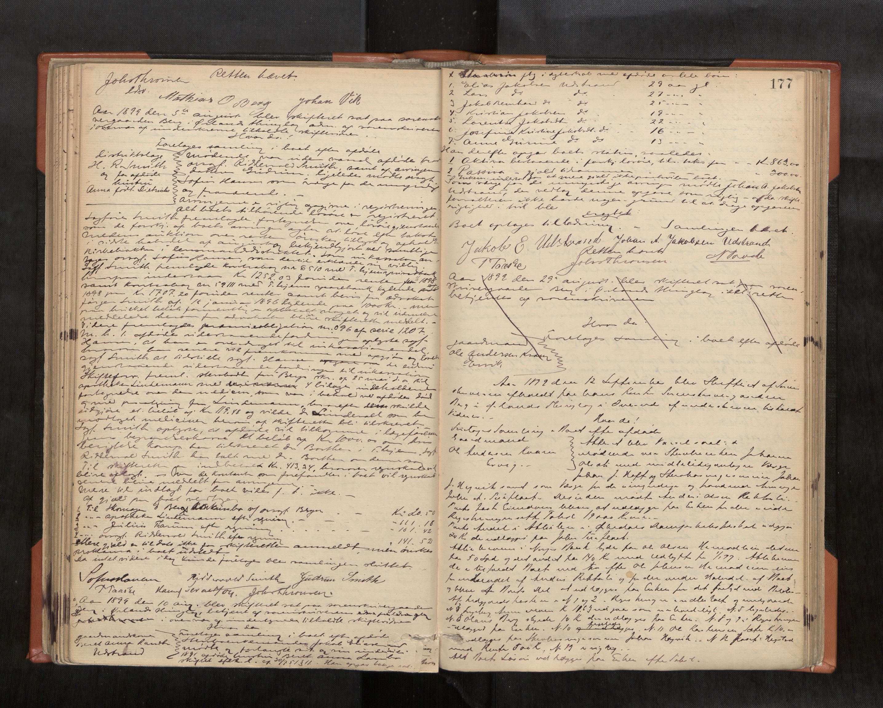 Fosen sorenskriveri, AV/SAT-A-1107/1/3/3B/L0006: Skiftebehandlingsprotokoll, 1890-1902, s. 177