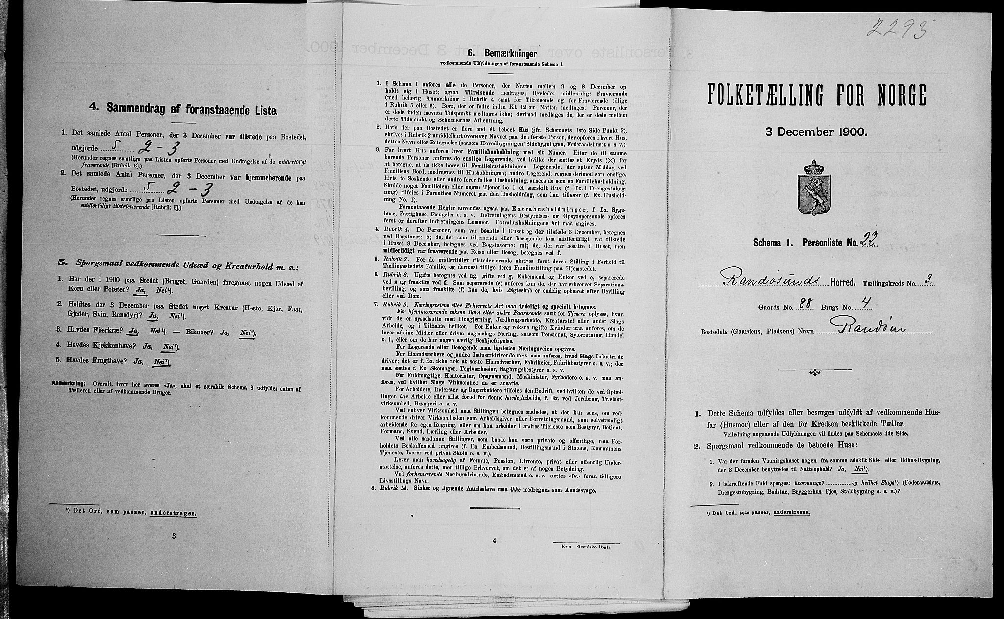 SAK, Folketelling 1900 for 1011 Randesund herred, 1900, s. 389