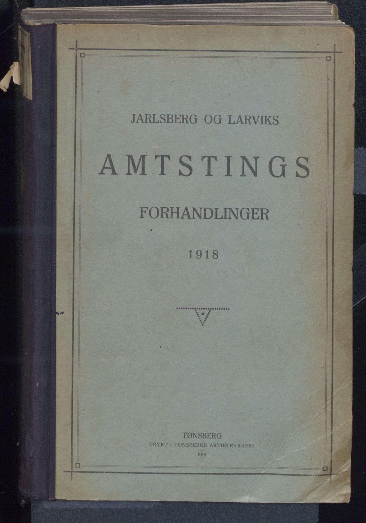 Vestfold fylkeskommune. Fylkestinget, VEMU/A-1315/A/Ab/Abb/L0065: Fylkestingsforhandlinger, 1918