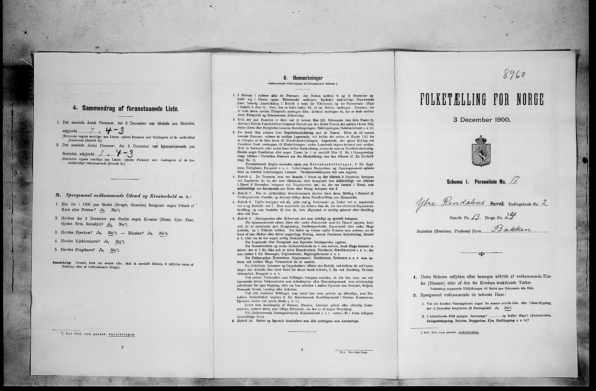 SAH, Folketelling 1900 for 0432 Ytre Rendal herred, 1900, s. 169
