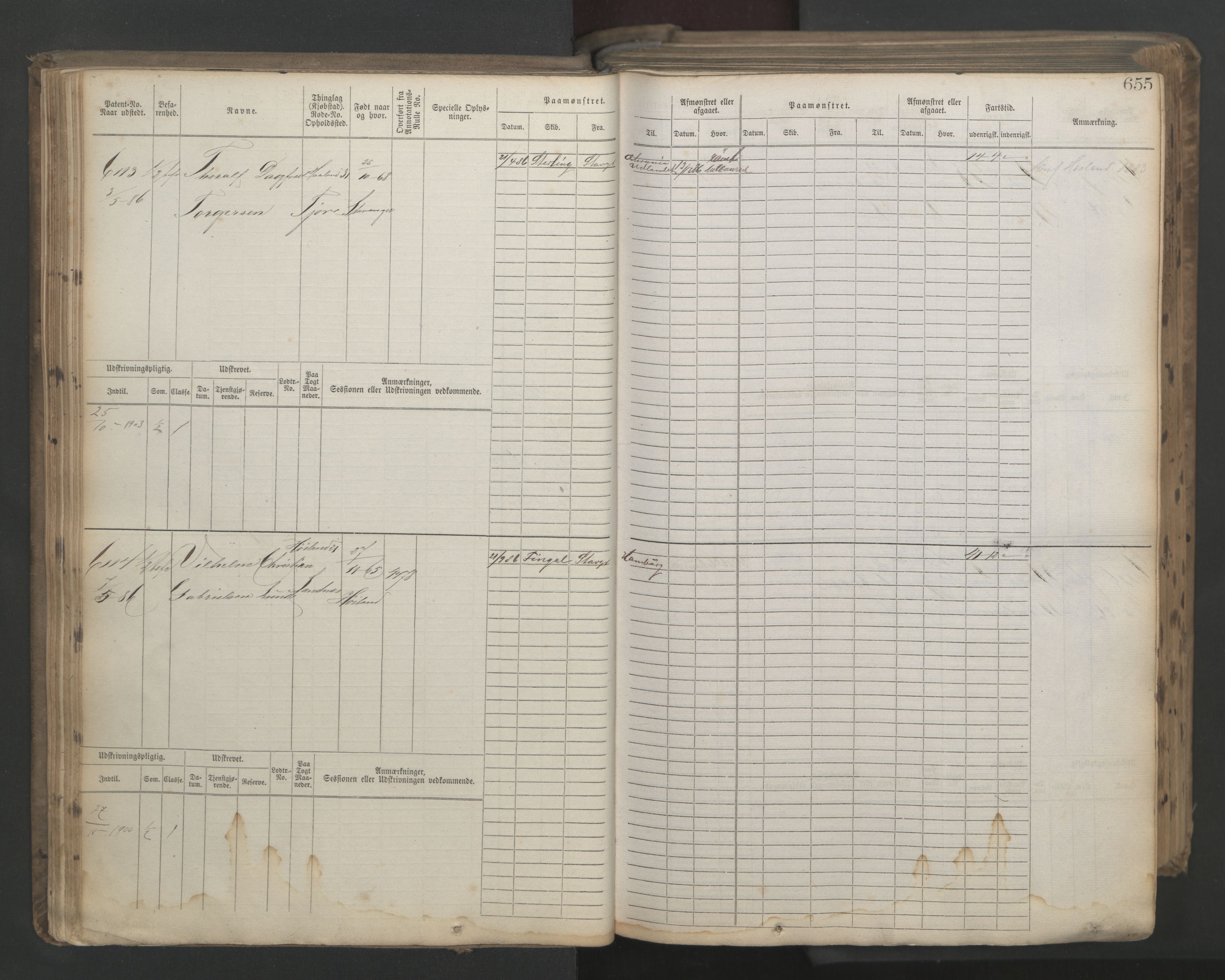 Stavanger sjømannskontor, AV/SAST-A-102006/F/Fb/Fbb/L0021: Sjøfartshovedrulle patnentnr. 6005-7204 (dublett), 1887, s. 59