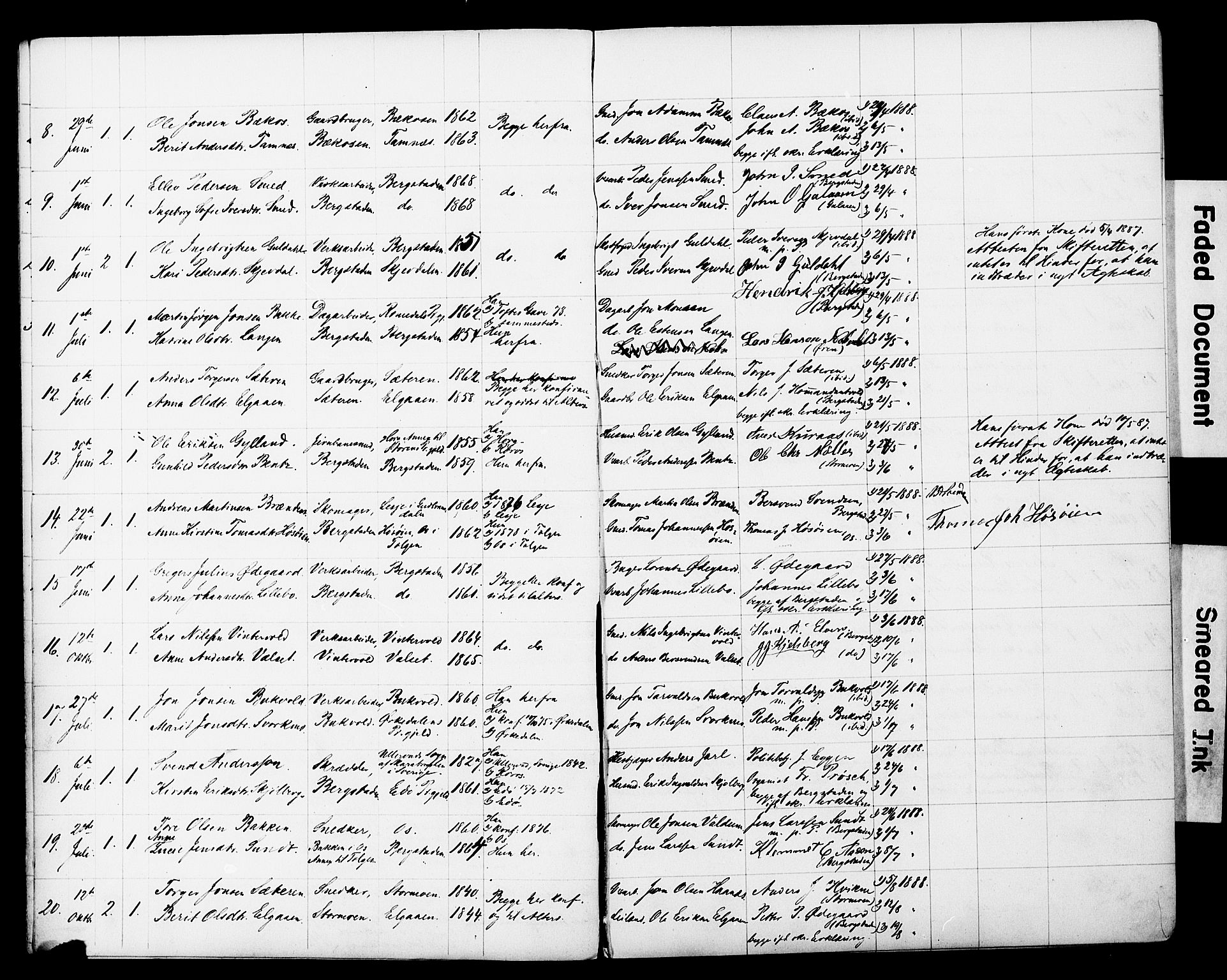 Ministerialprotokoller, klokkerbøker og fødselsregistre - Sør-Trøndelag, AV/SAT-A-1456/681/L0934: Lysningsprotokoll nr. 681A12, 1884-1918