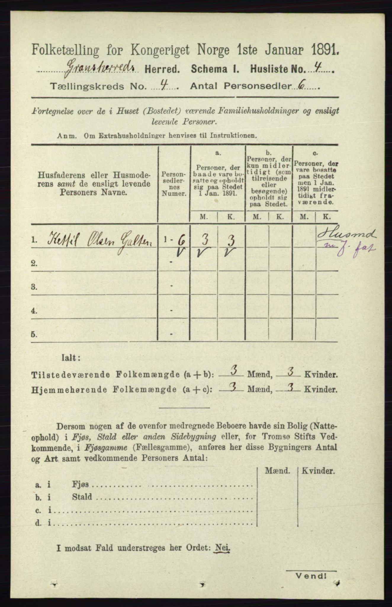 RA, Folketelling 1891 for 0824 Gransherad herred, 1891, s. 659