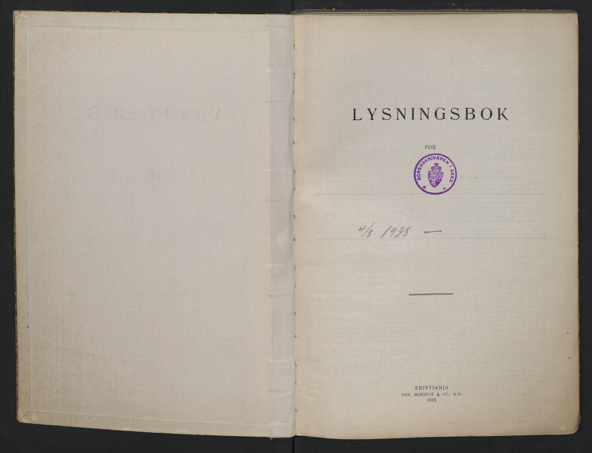 Aker sorenskriveri, AV/SAO-A-10895/L/Lb/L0001: Lysningsbok, 1938-1942