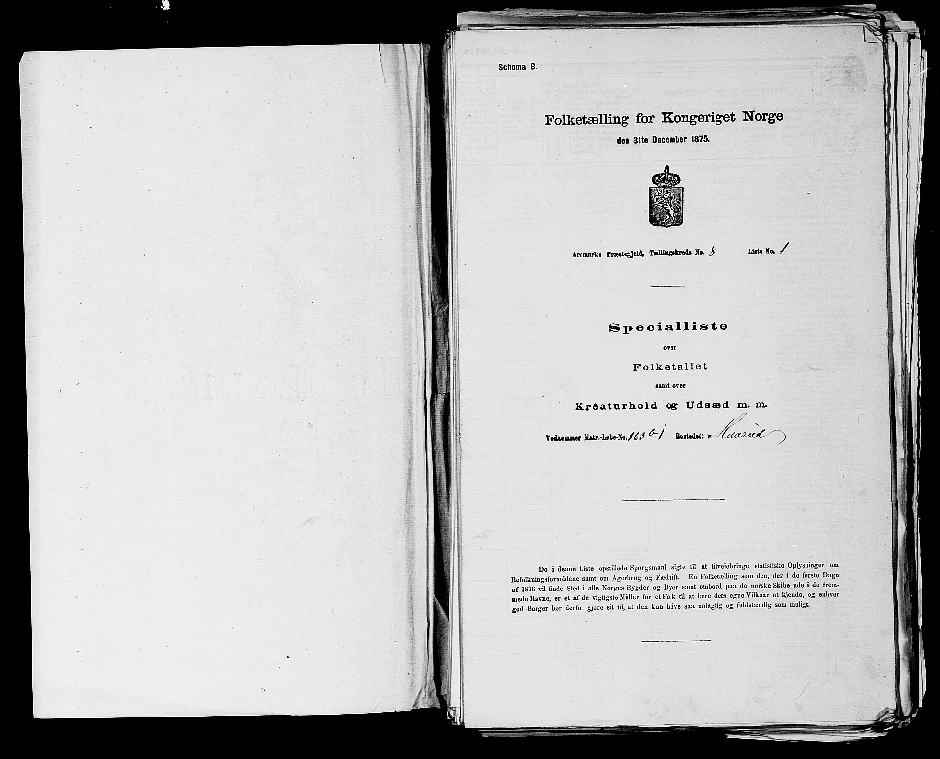 RA, Folketelling 1875 for 0118P Aremark prestegjeld, 1875, s. 1160