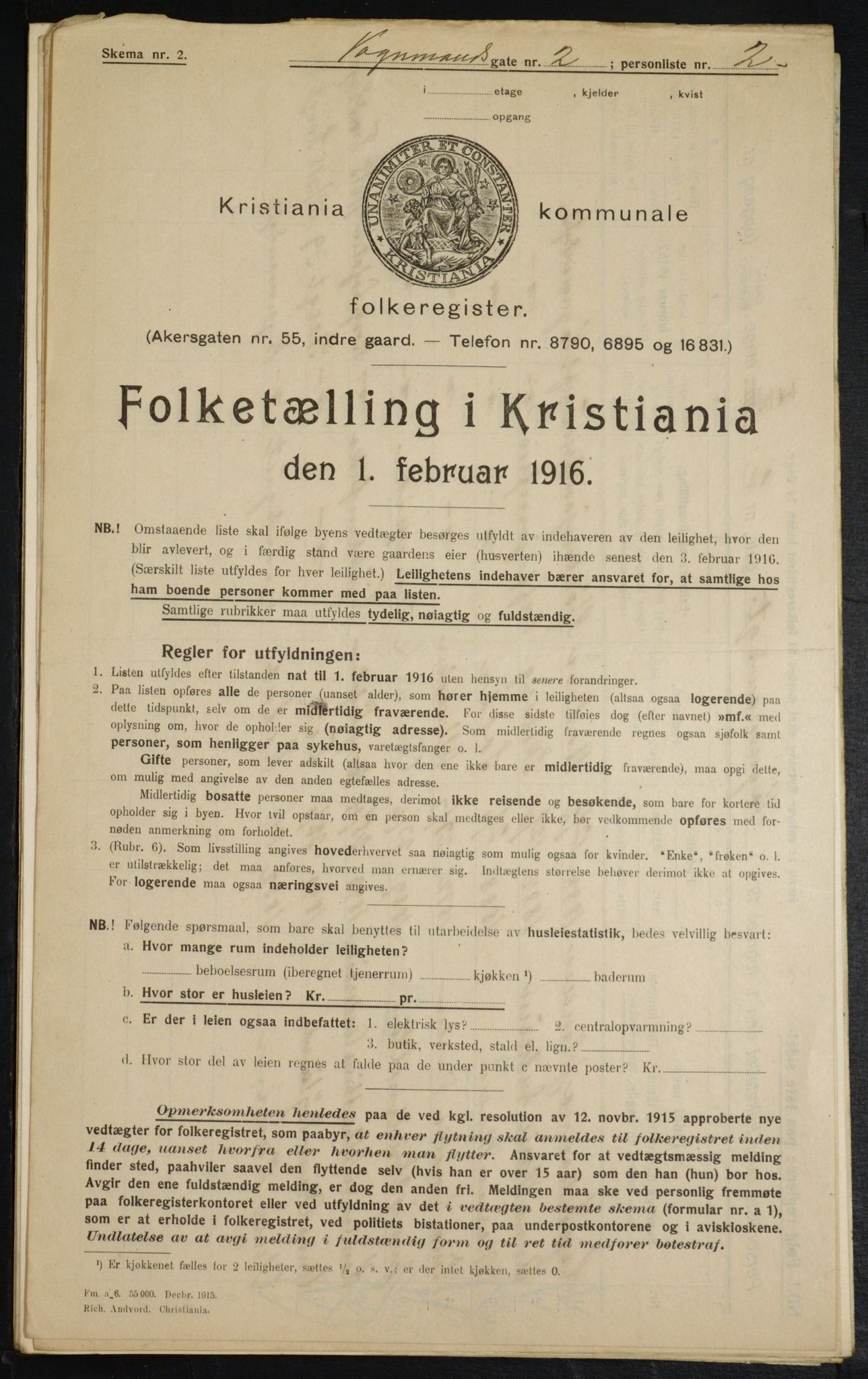 OBA, Kommunal folketelling 1.2.1916 for Kristiania, 1916, s. 127808