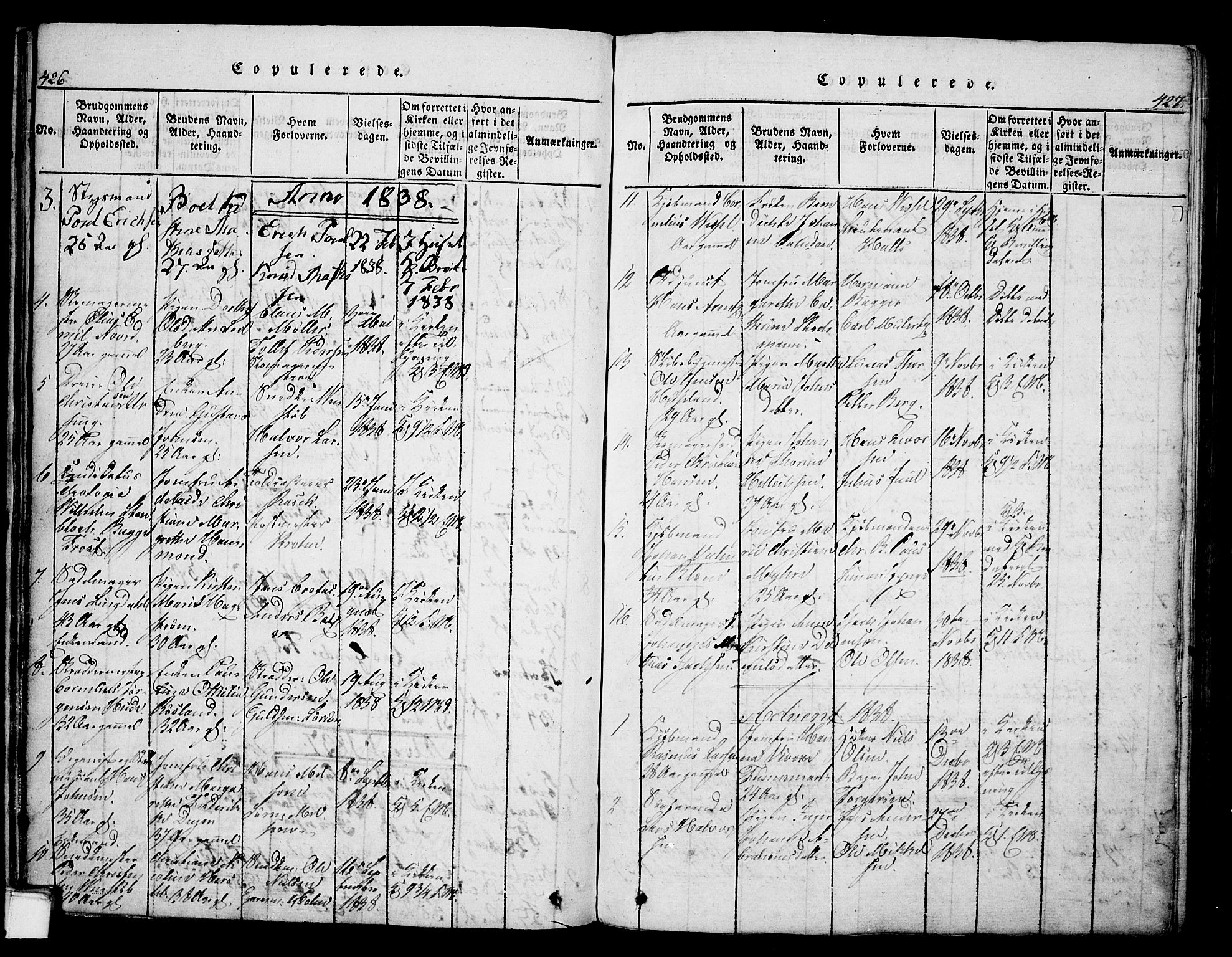 Skien kirkebøker, AV/SAKO-A-302/G/Ga/L0002: Klokkerbok nr. 2, 1814-1842, s. 426-427