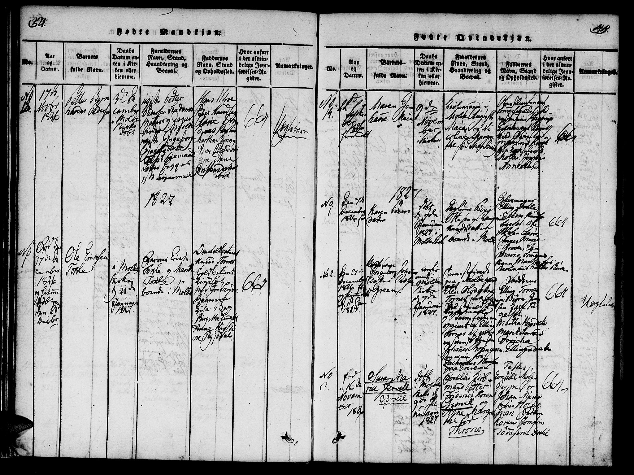 Ministerialprotokoller, klokkerbøker og fødselsregistre - Møre og Romsdal, AV/SAT-A-1454/558/L0688: Ministerialbok nr. 558A02, 1818-1843, s. 54-55