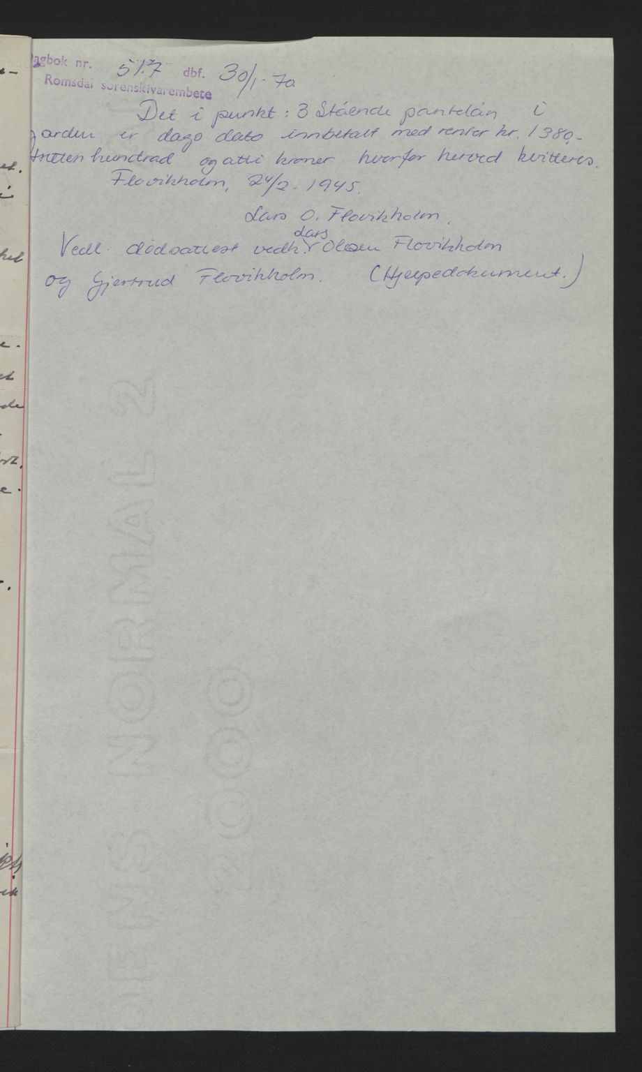 Romsdal sorenskriveri, SAT/A-4149/1/2/2C: Pantebok nr. A12, 1942-1942, Dagboknr: 517/1970