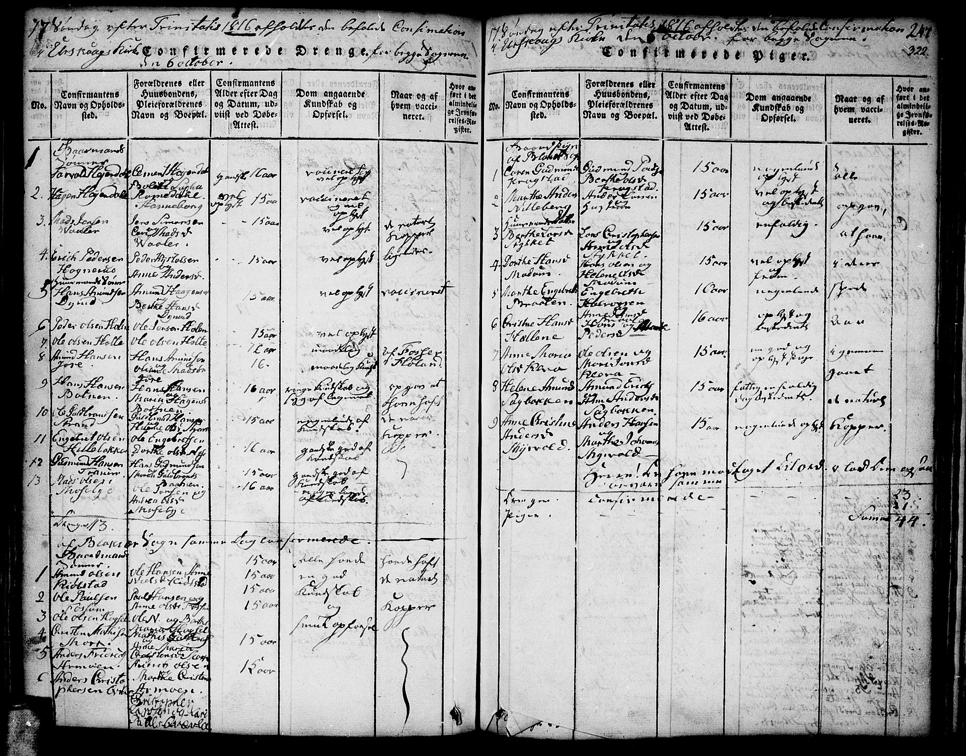 Aurskog prestekontor Kirkebøker, SAO/A-10304a/F/Fa/L0005: Ministerialbok nr. I 5, 1814-1829, s. 322