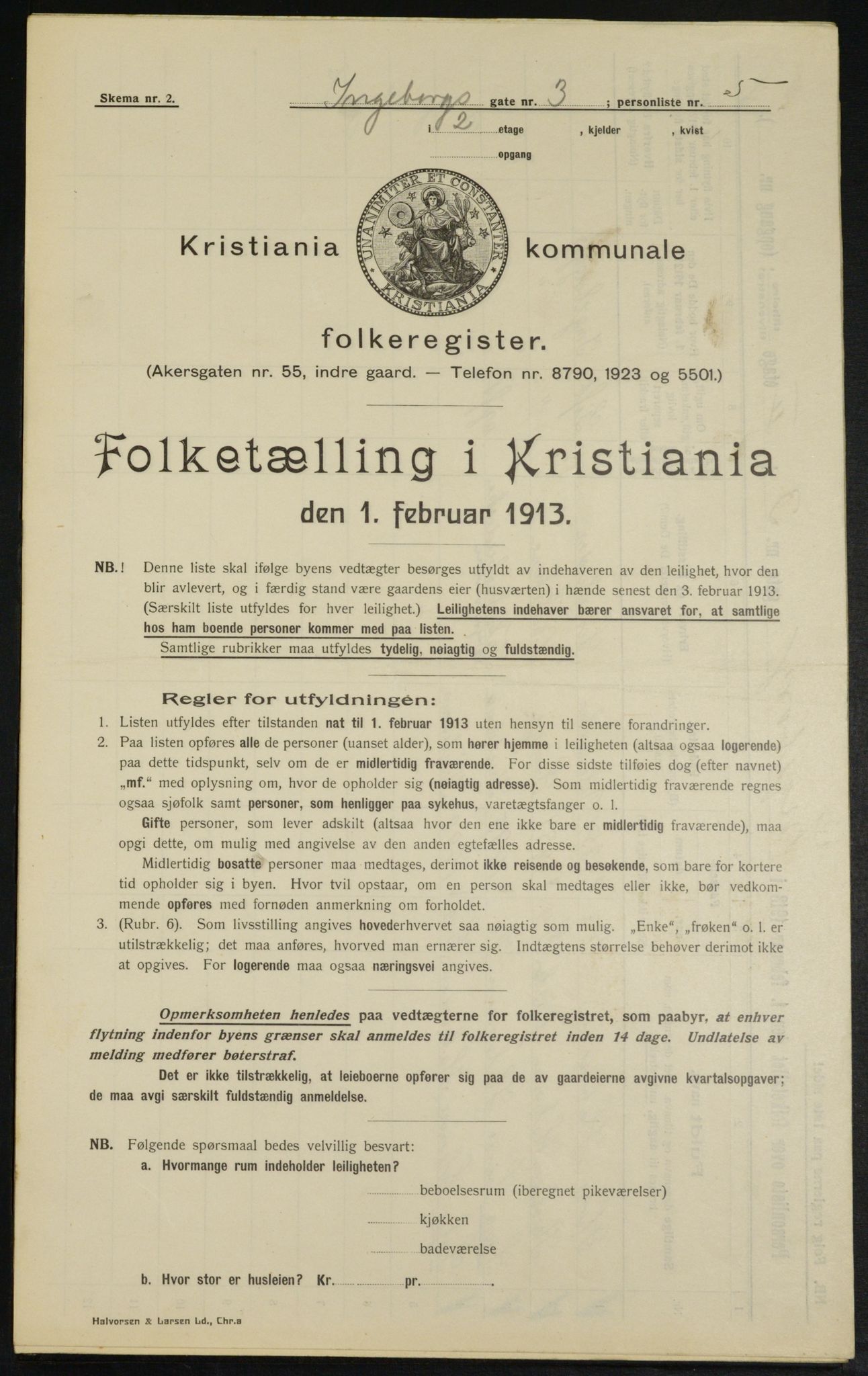 OBA, Kommunal folketelling 1.2.1913 for Kristiania, 1913, s. 43551