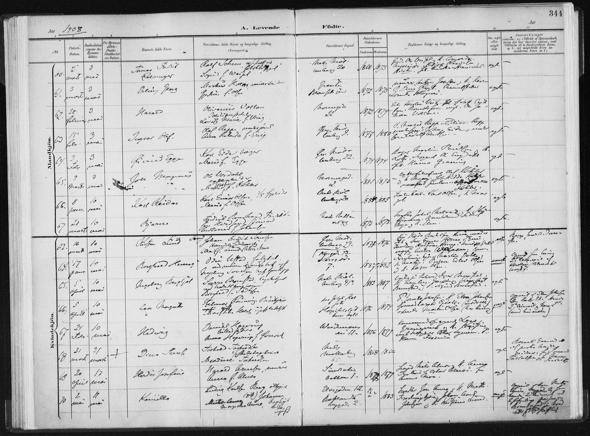 Ministerialprotokoller, klokkerbøker og fødselsregistre - Sør-Trøndelag, SAT/A-1456/604/L0200: Ministerialbok nr. 604A20II, 1901-1908, s. 344